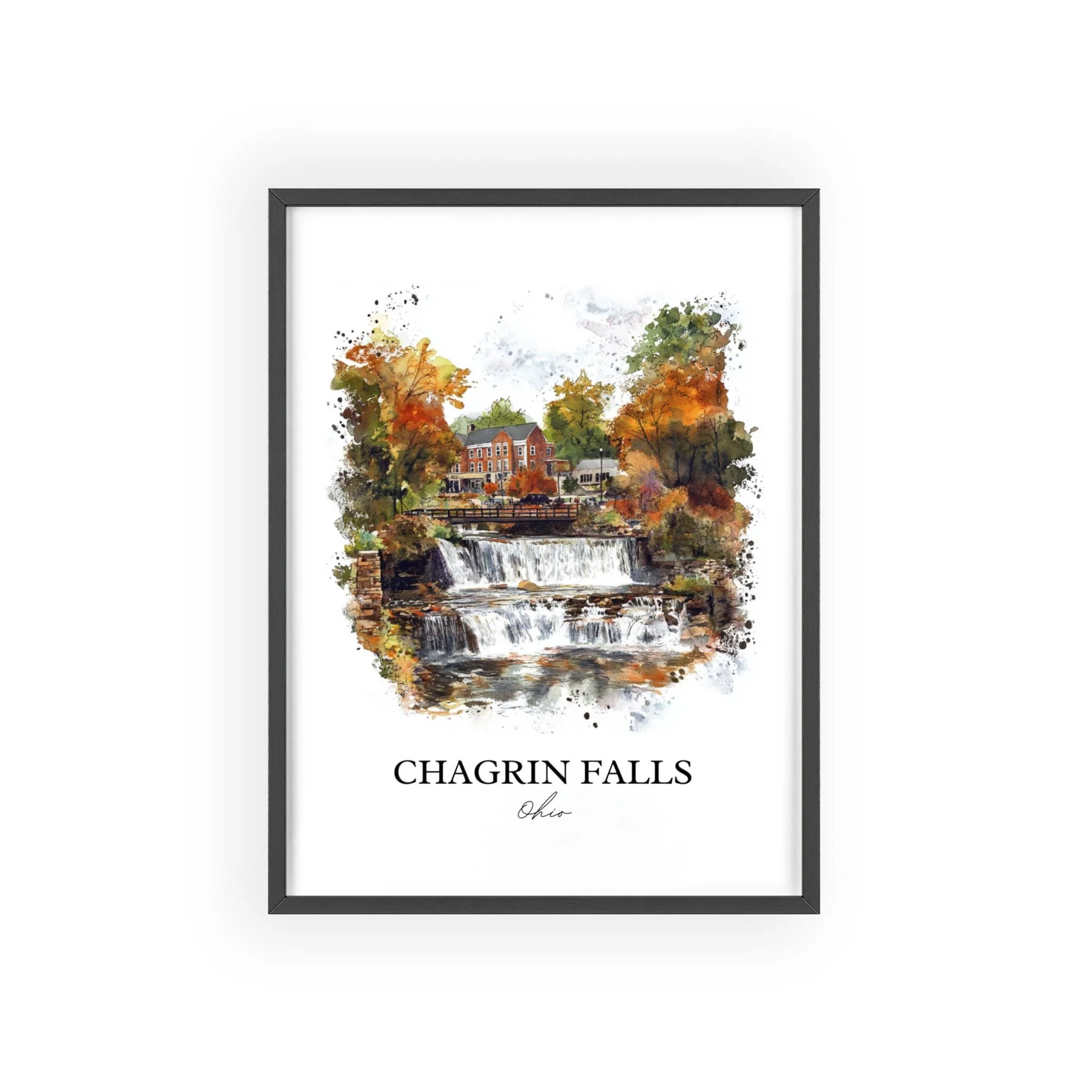Chagrin Falls, OH, USA – Watercolor Art Print - Image 7