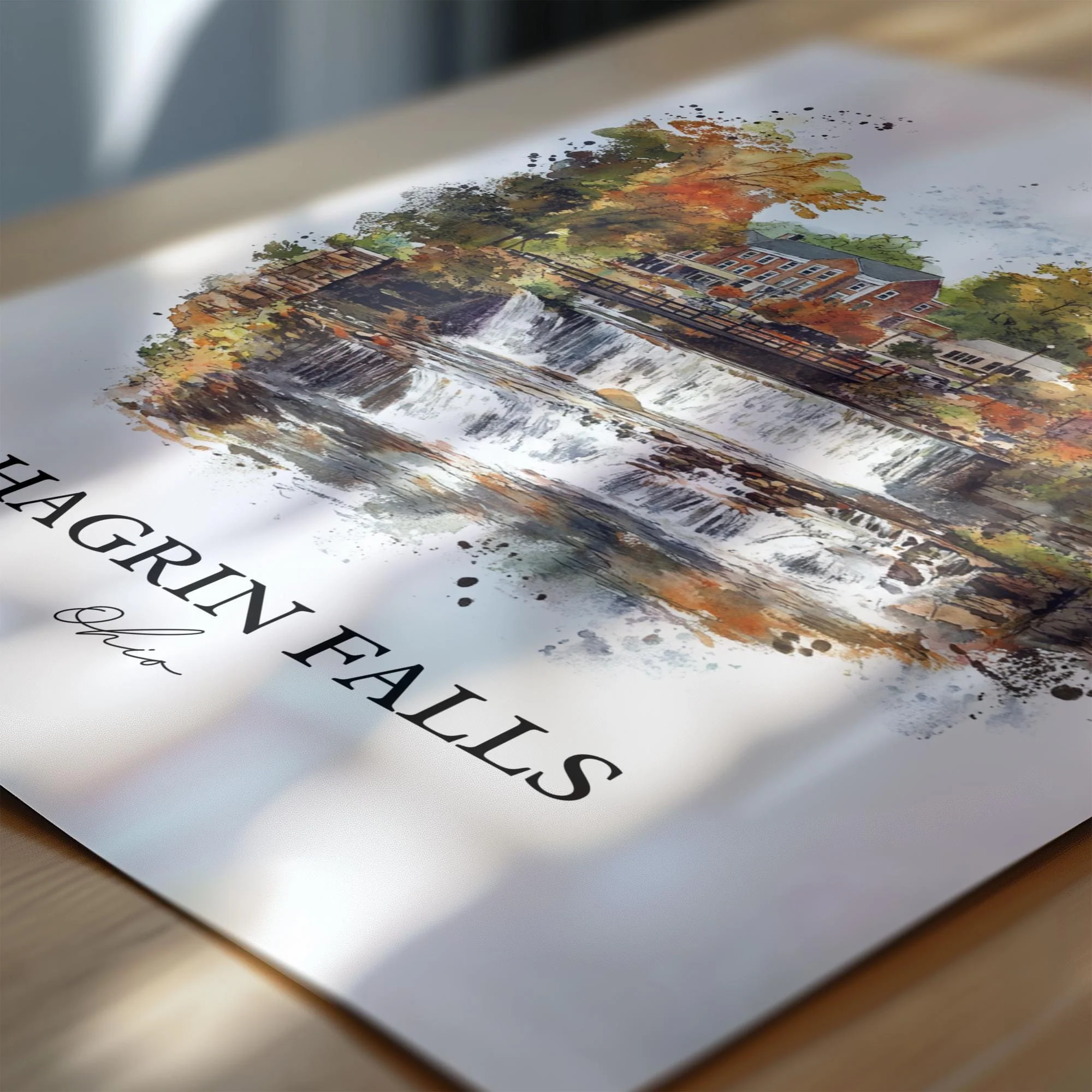 Chagrin Falls, Ohio – Watercolor Art Print - Image 2