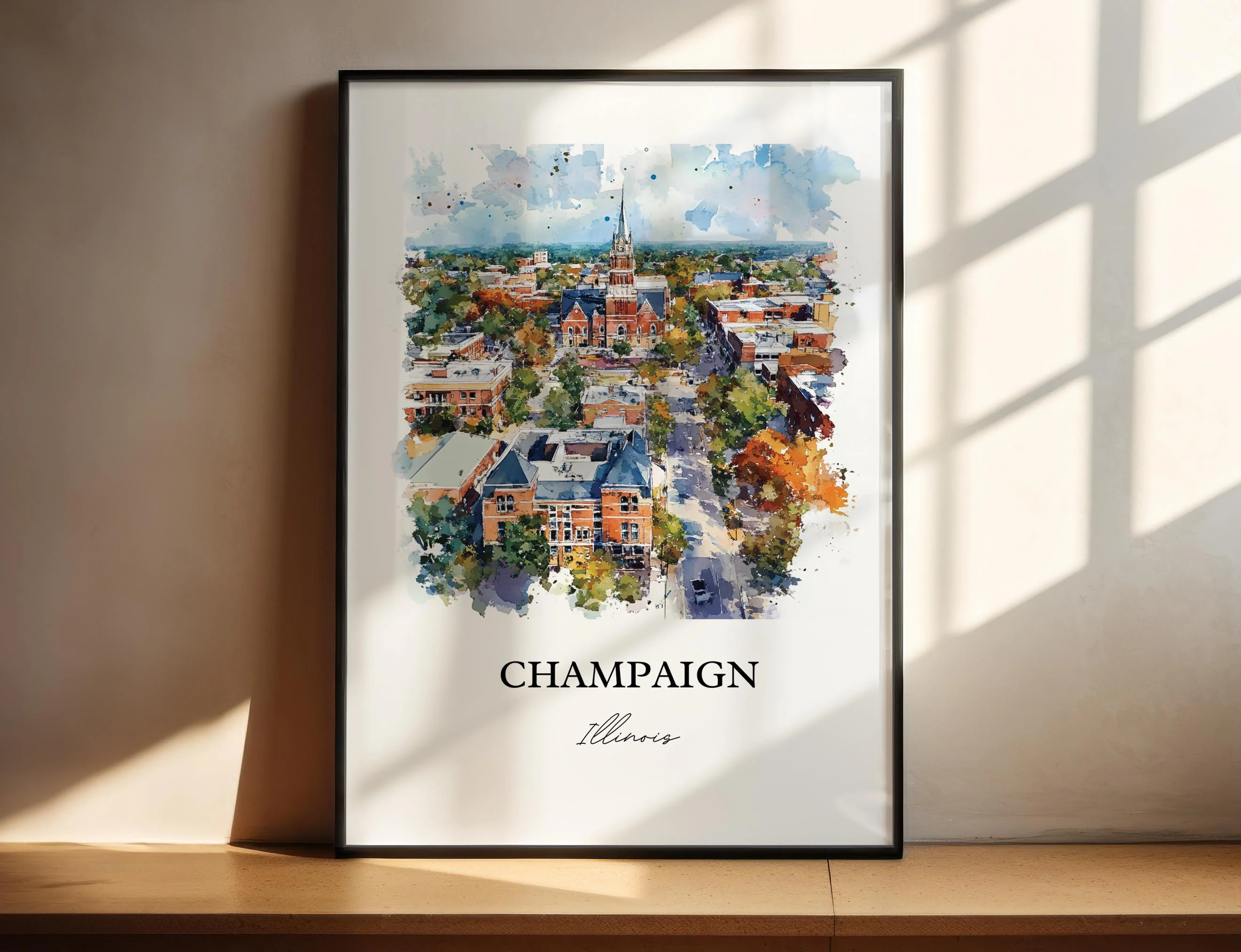 Champaign, Illinois – Watercolor Art Print