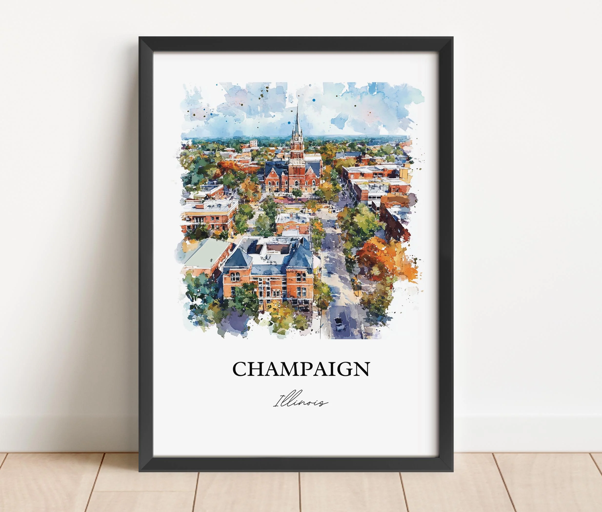 Champaign, Illinois – Watercolor Art Print - Image 3