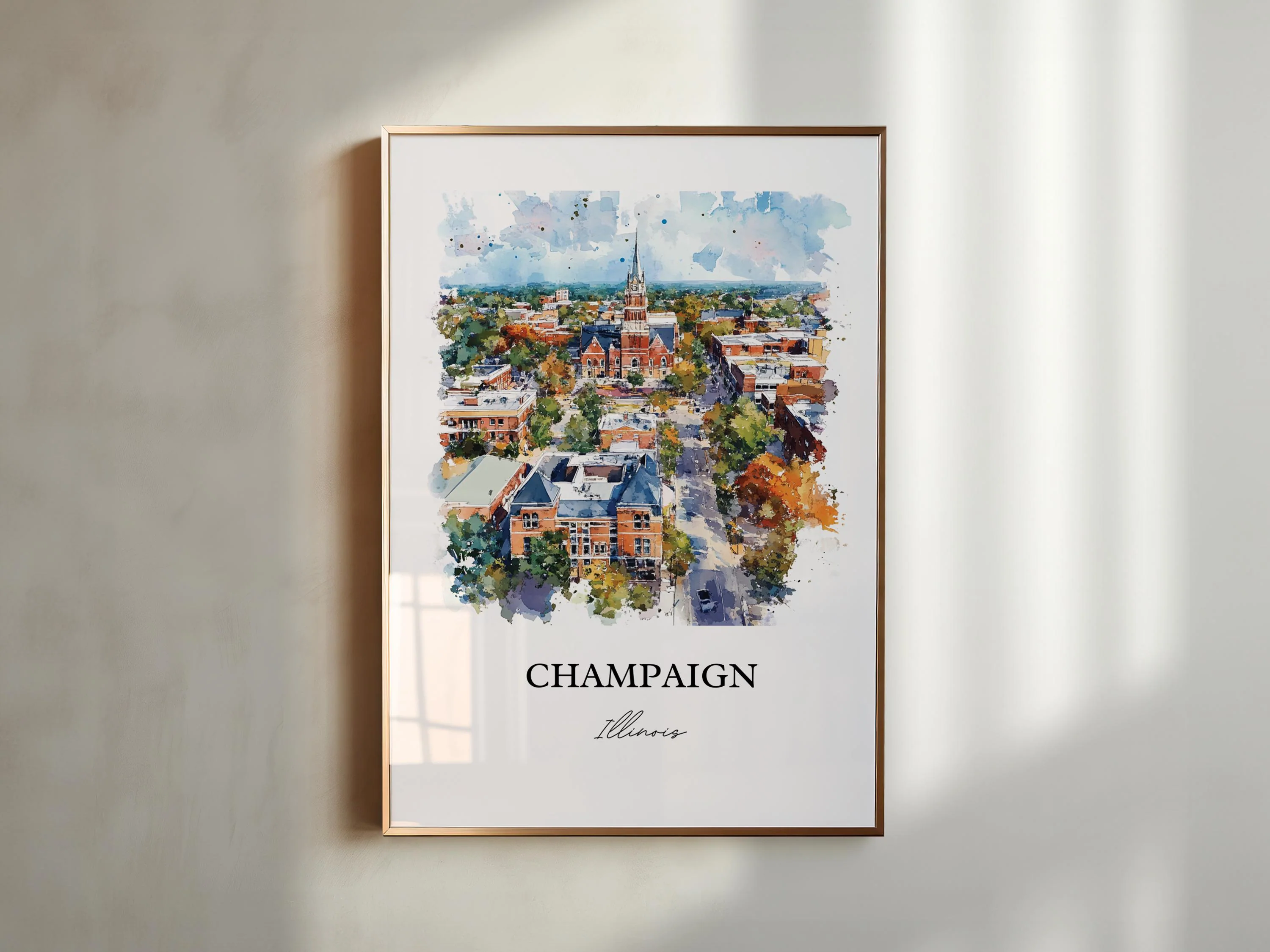 Champaign, Illinois – Watercolor Art Print - Image 4
