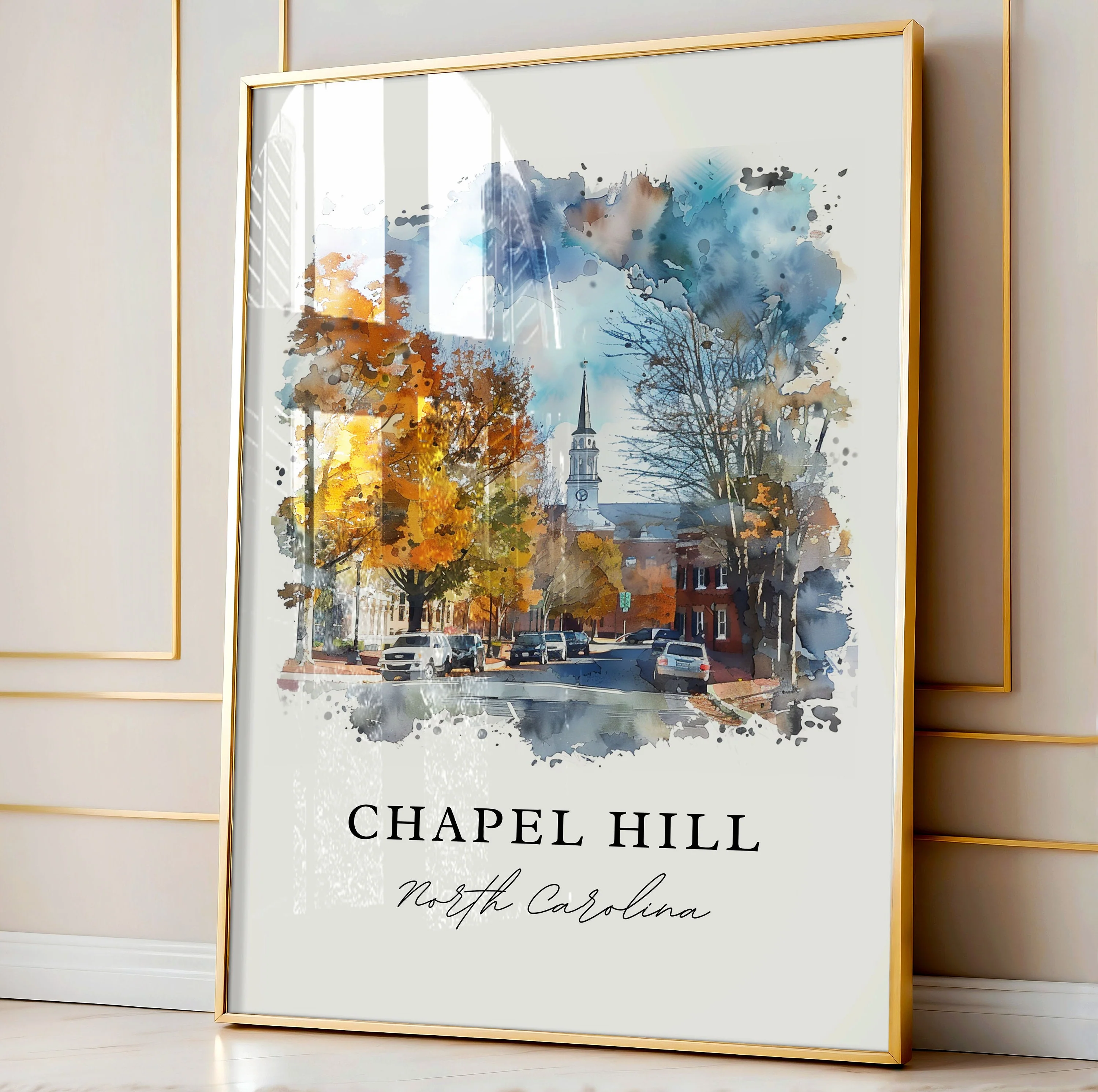 Chapel Hill, North Carolina – Watercolor Art Print - Image 4