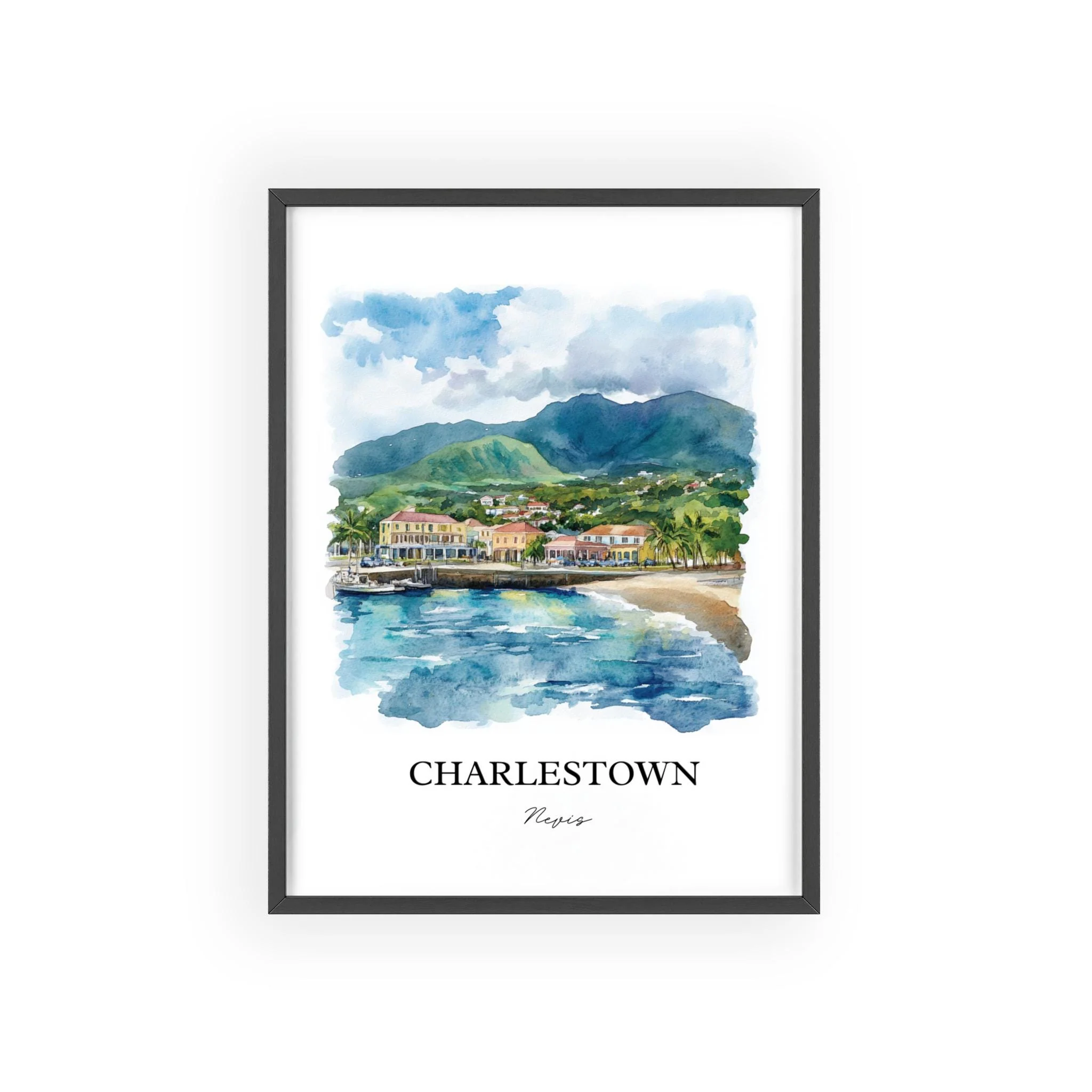 Charlestown, Nevis – Watercolor Art Print - Image 7