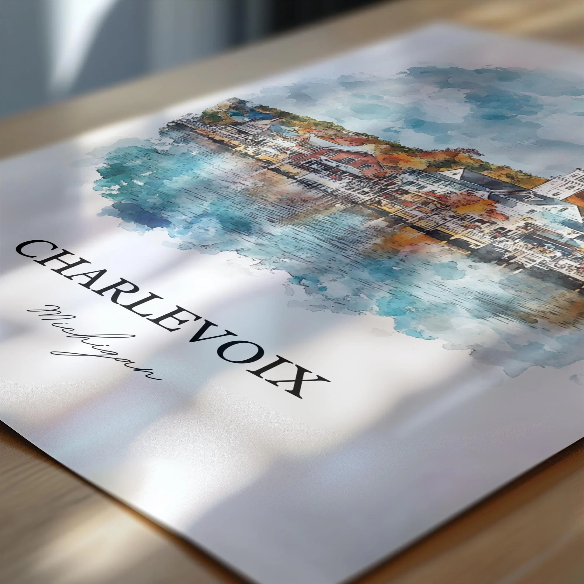 Charlevoix, MI, USA – Watercolor Art Print - Image 2