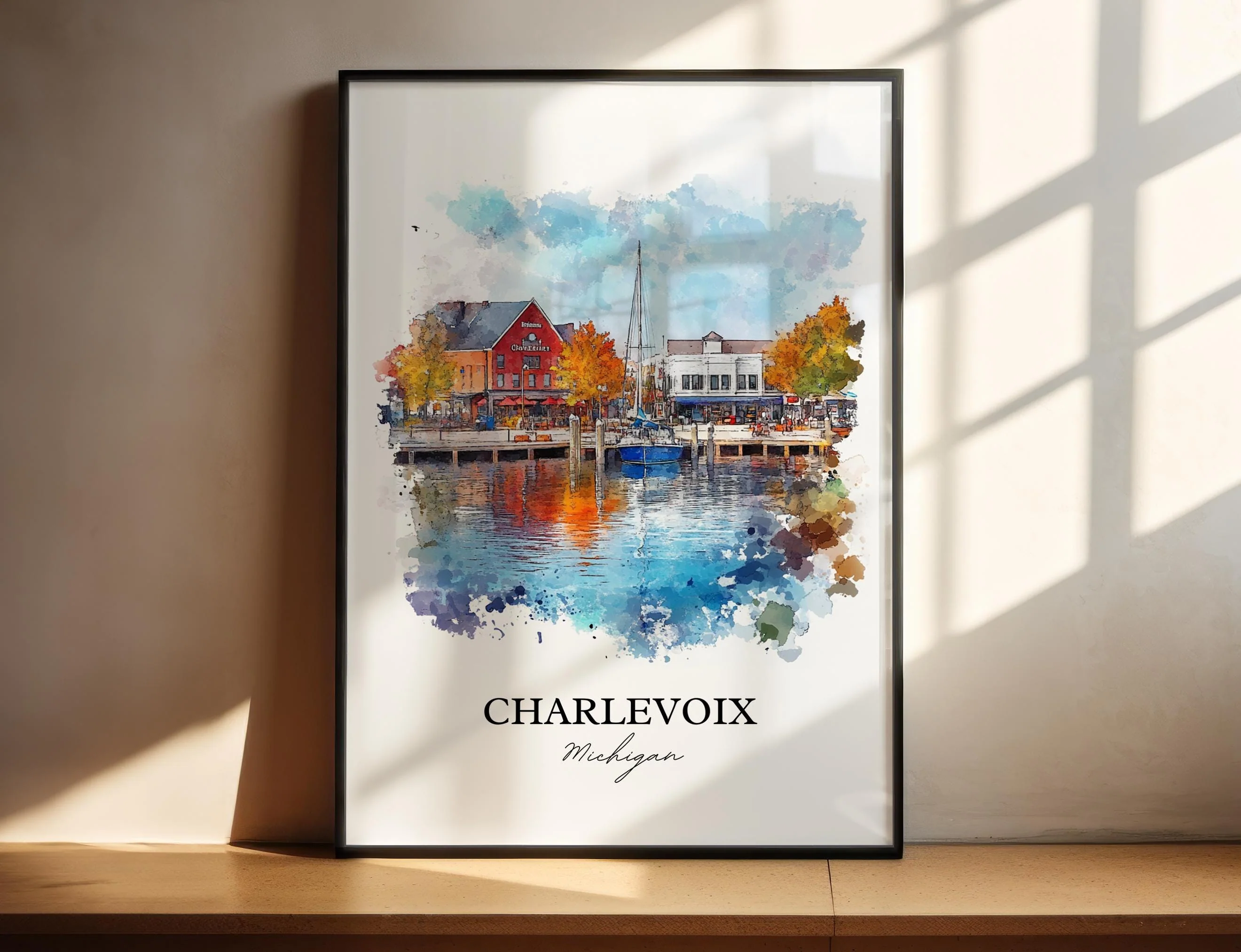 Charlevoix, MI, USA – Watercolor Art Print