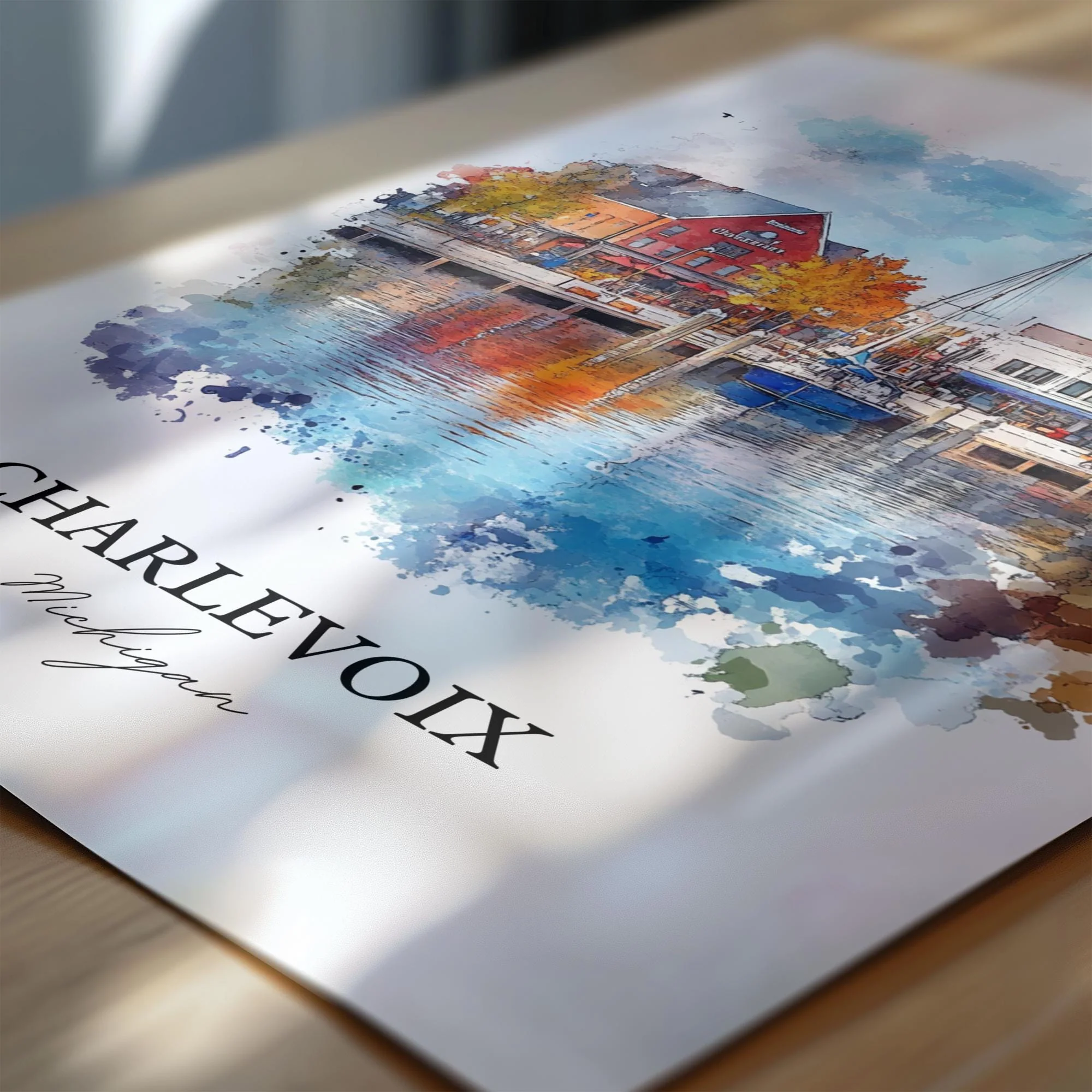 Charlevoix, MI, USA – Watercolor Art Print - Image 2