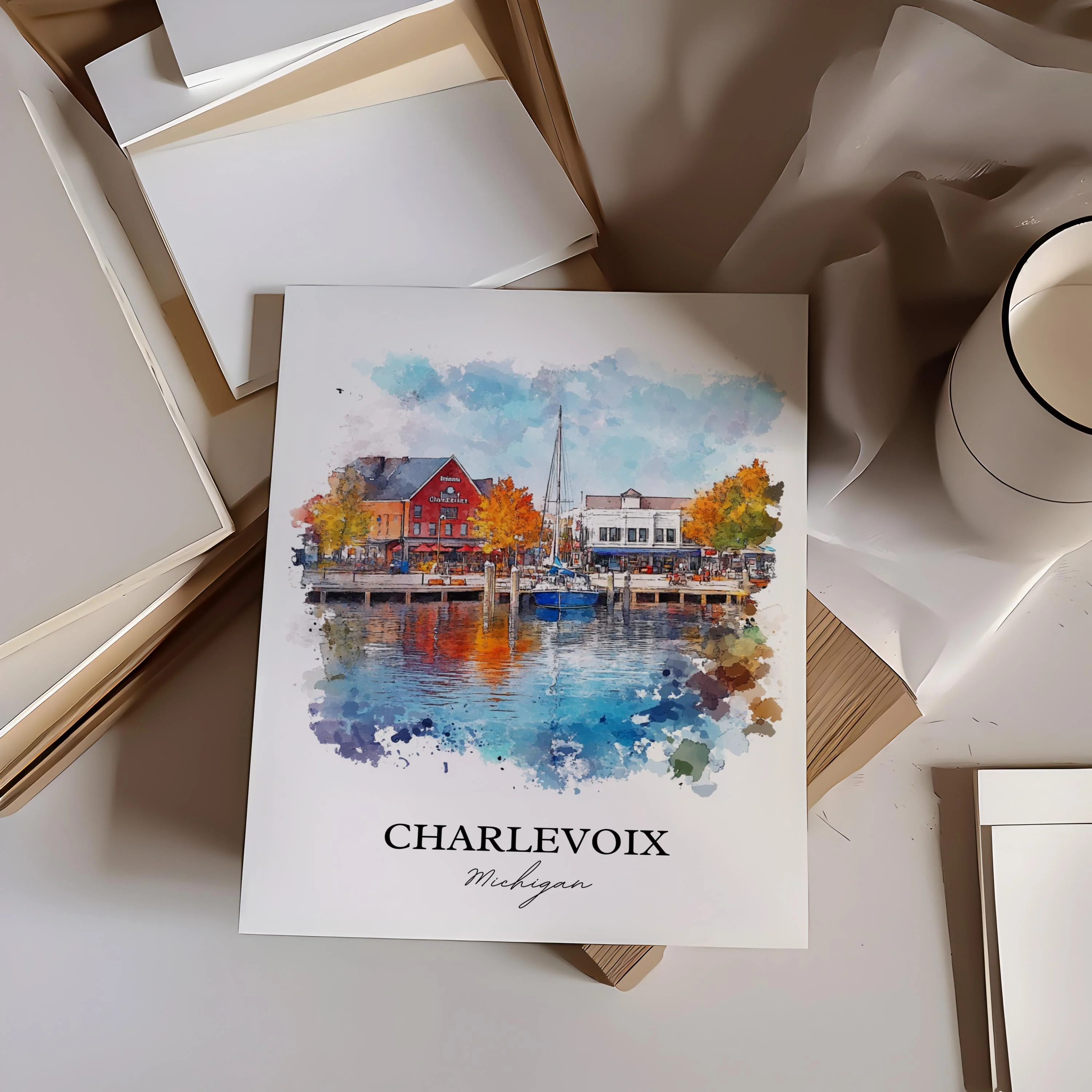 Charlevoix, MI, USA – Watercolor Art Print - Image 5
