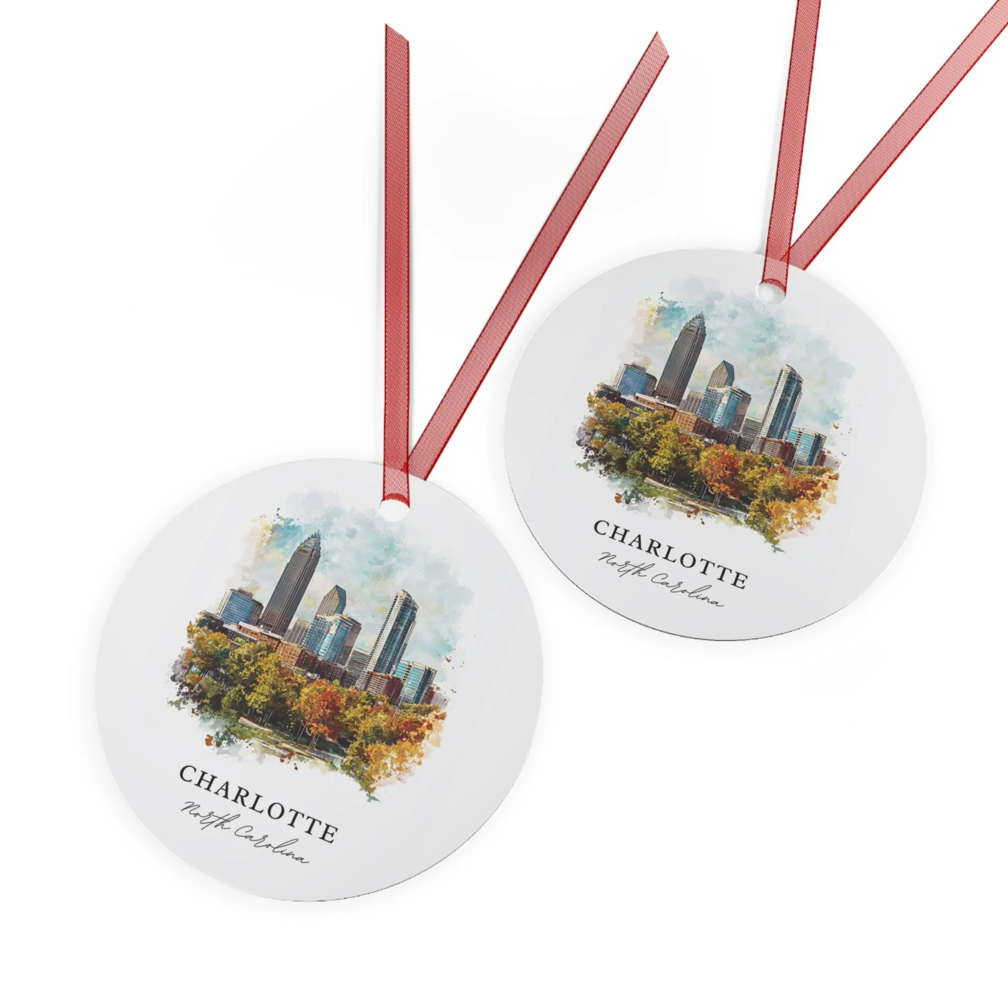 Charlotte NC Ornament: Unique Charlotte Souvenir, Charlotte Xmas Decor, and Authentic Charlotte Skyline Gift (1pc, 3pcs, 5pcs, 10pcs) - Image 2