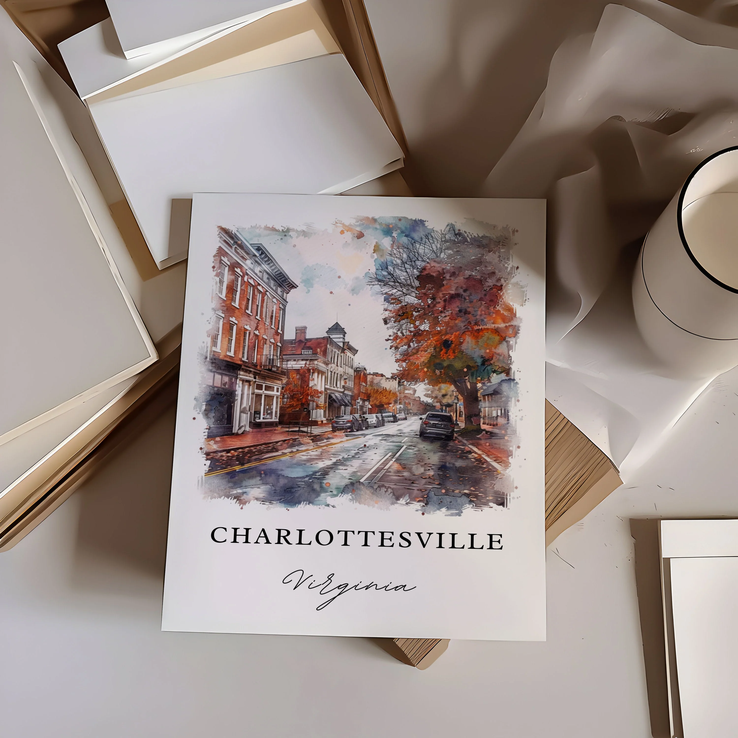 Charlottesville, USA – Watercolor Art Print - Image 2