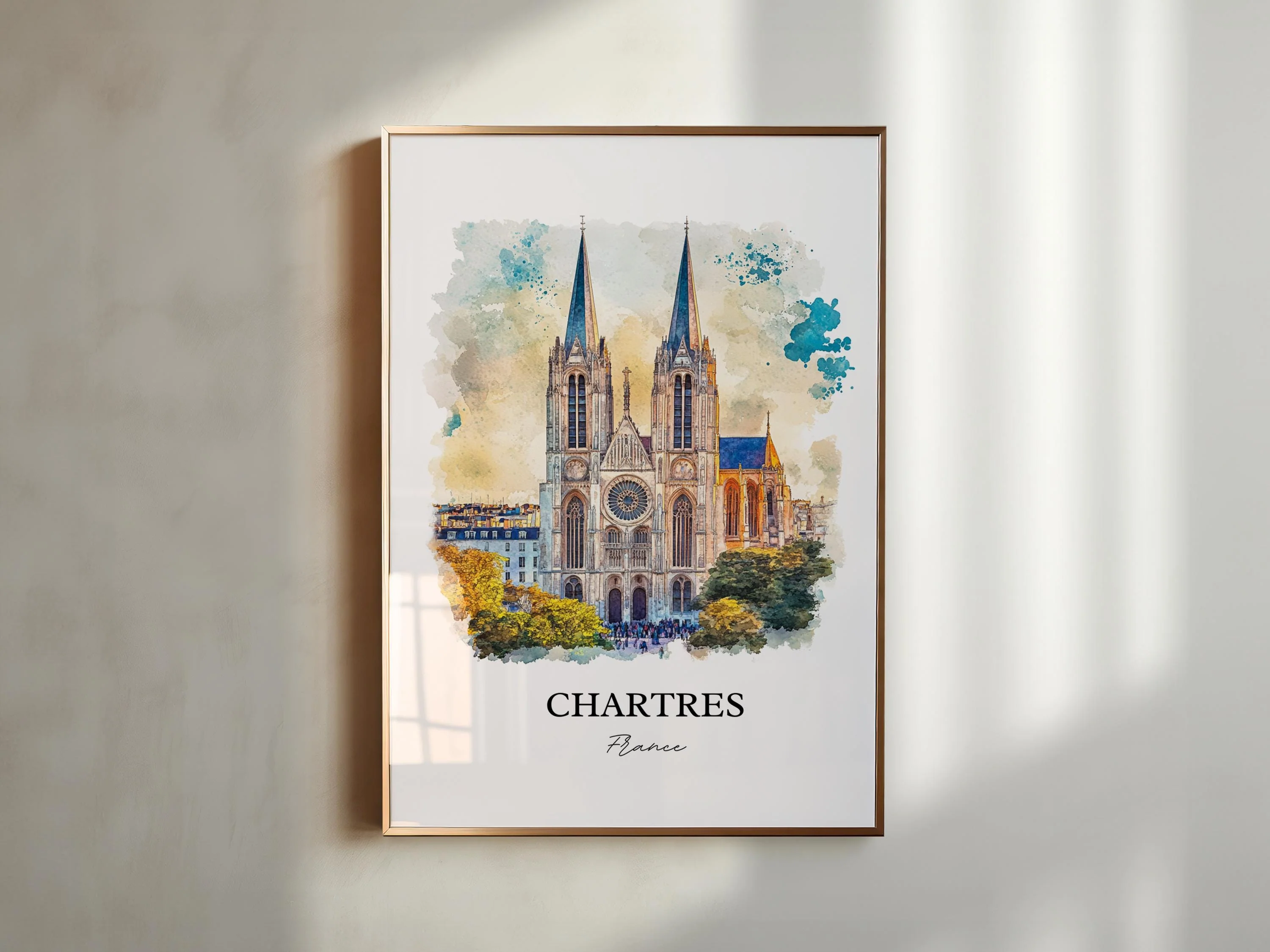 Chartres, France – Watercolor Art Print - Image 3