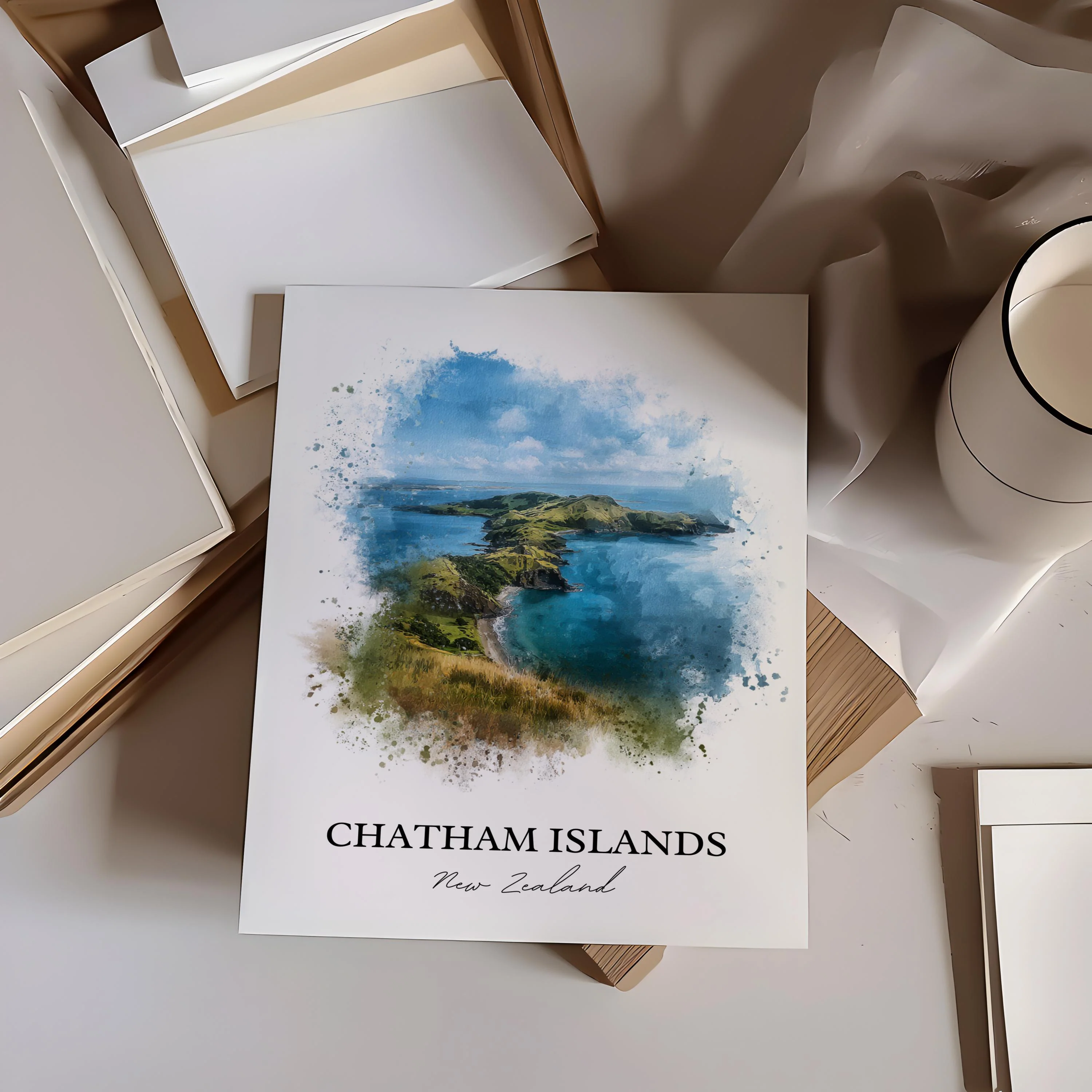 Chatham Islands, New Zealand – Watercolor Art Print - Image 4