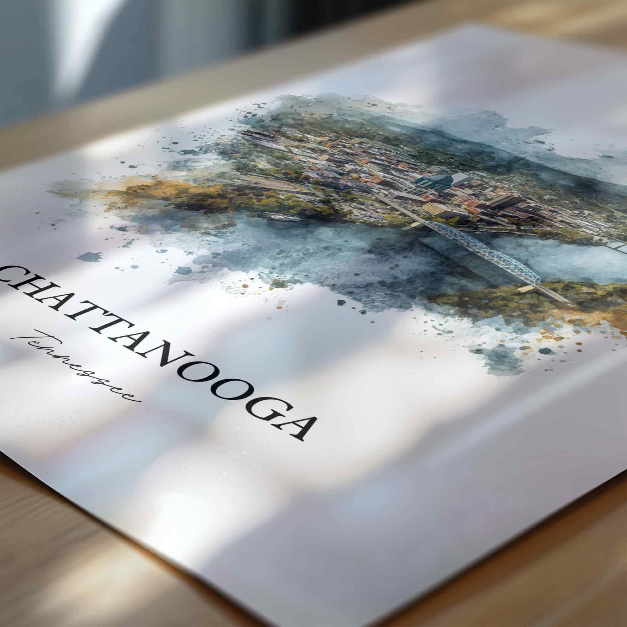 Chattanooga, Tennessee – Watercolor Art Print - Image 2