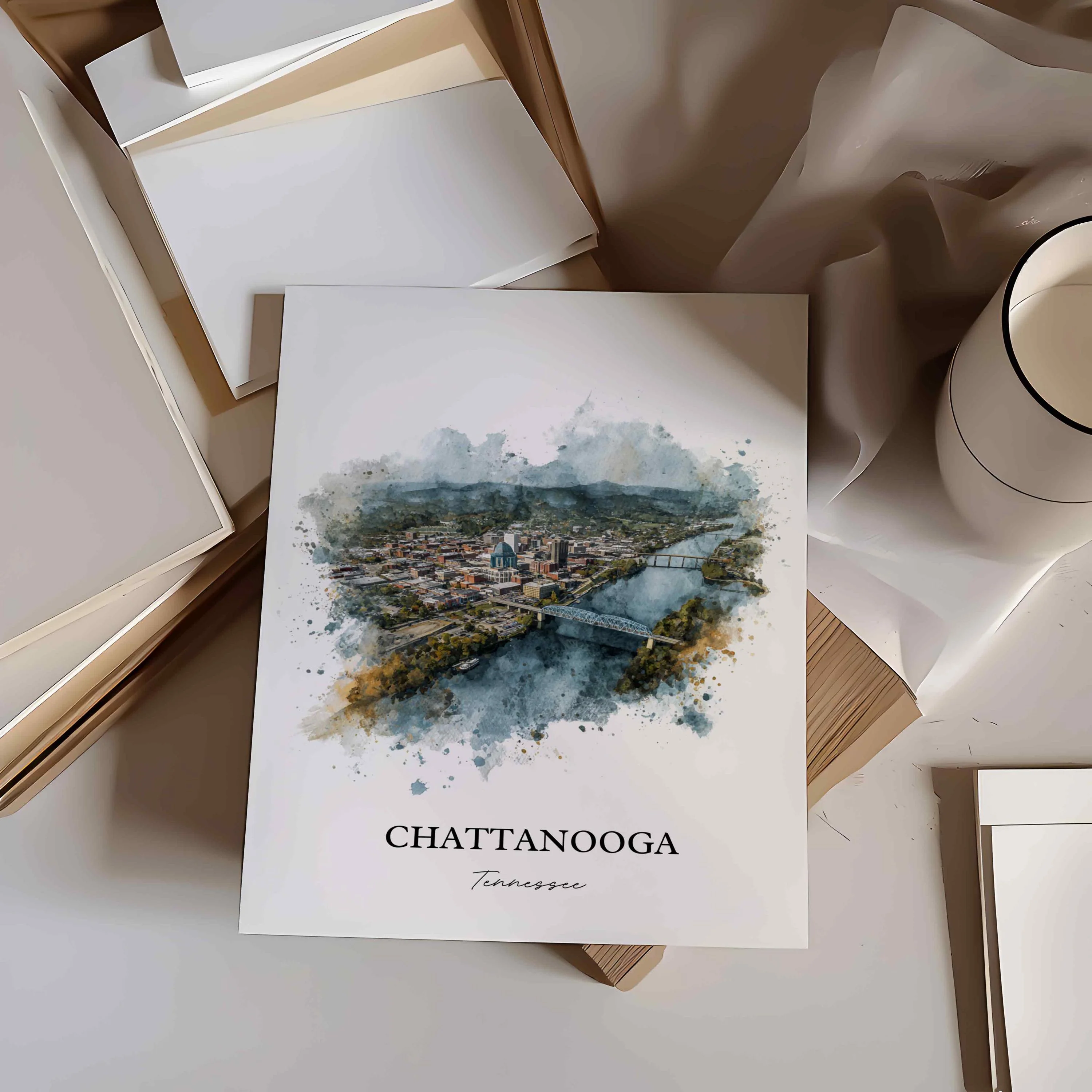 Chattanooga, Tennessee – Watercolor Art Print - Image 8
