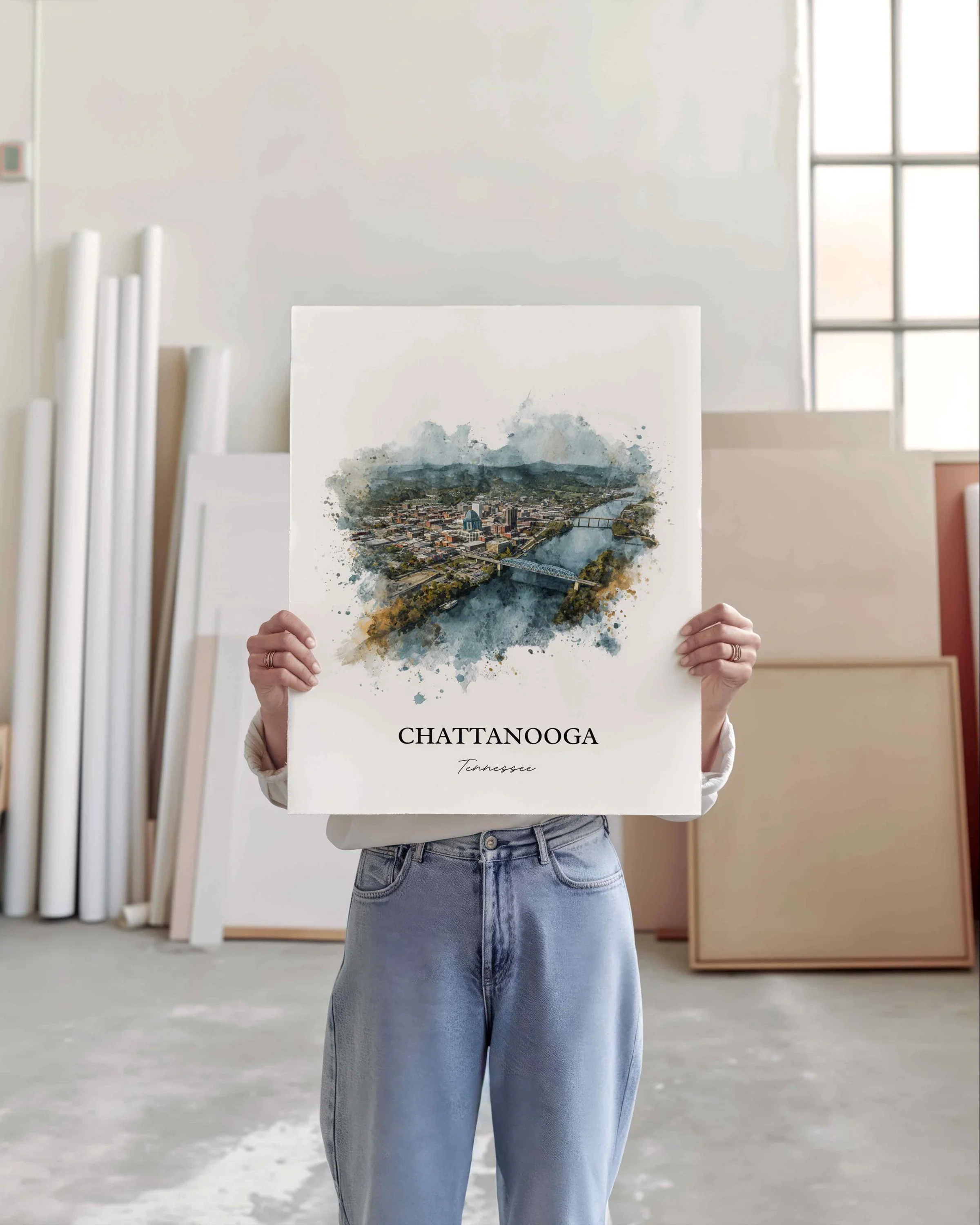 Chattanooga, Tennessee – Watercolor Art Print - Image 9