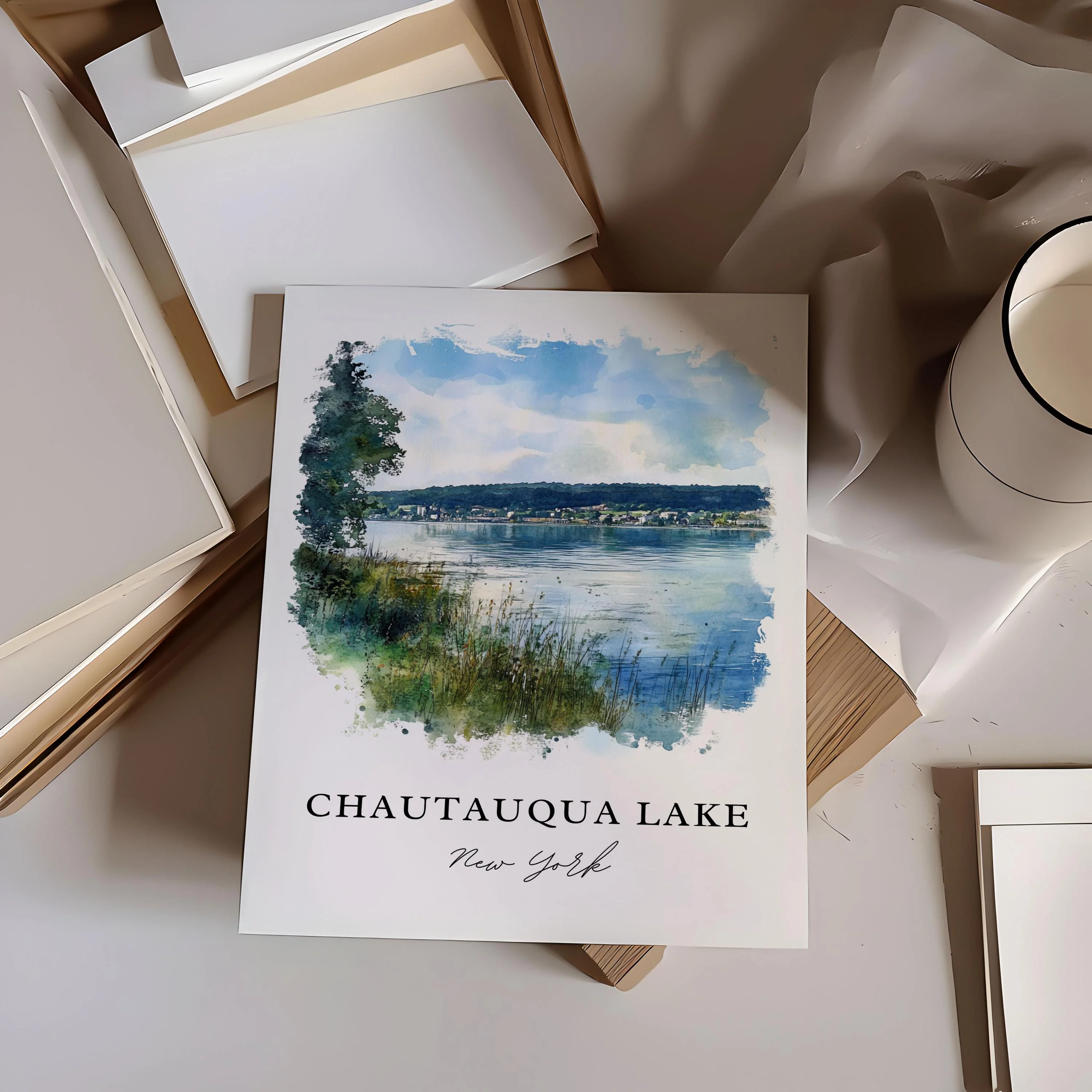 Chautauqua Lake, USA – Watercolor Art Print - Image 5