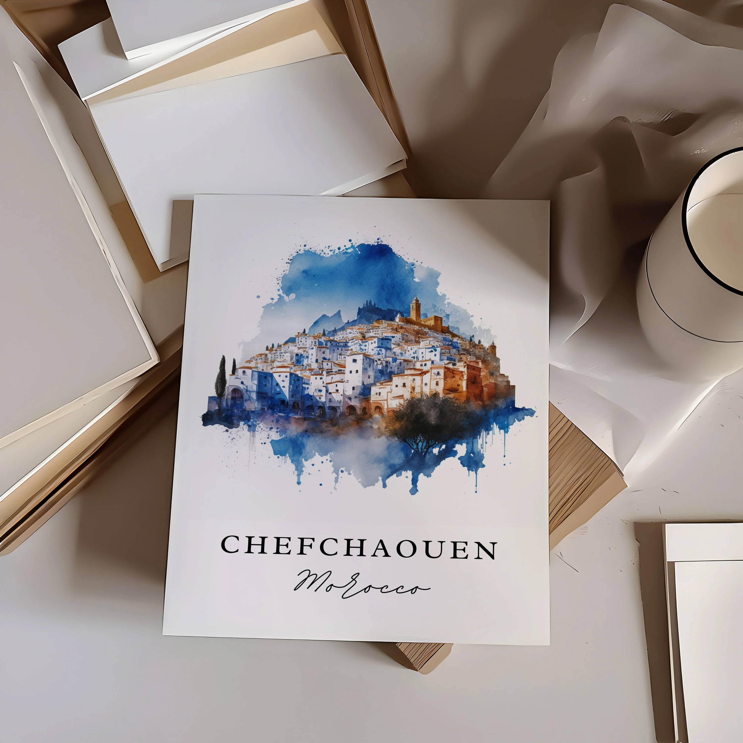 Chefchaouen, Morocco – Watercolor Art Print - Image 2