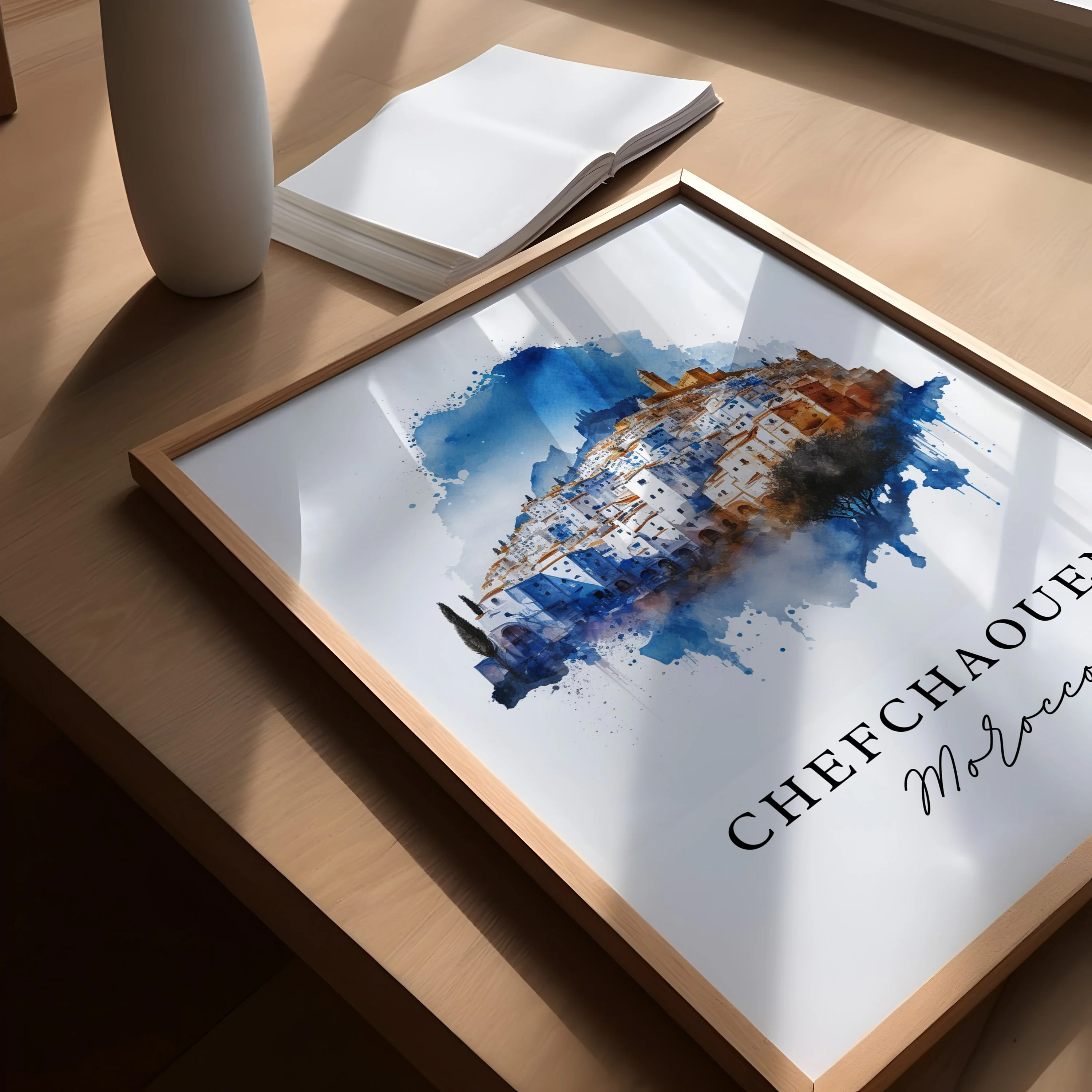 Chefchaouen, Morocco – Watercolor Art Print - Image 3