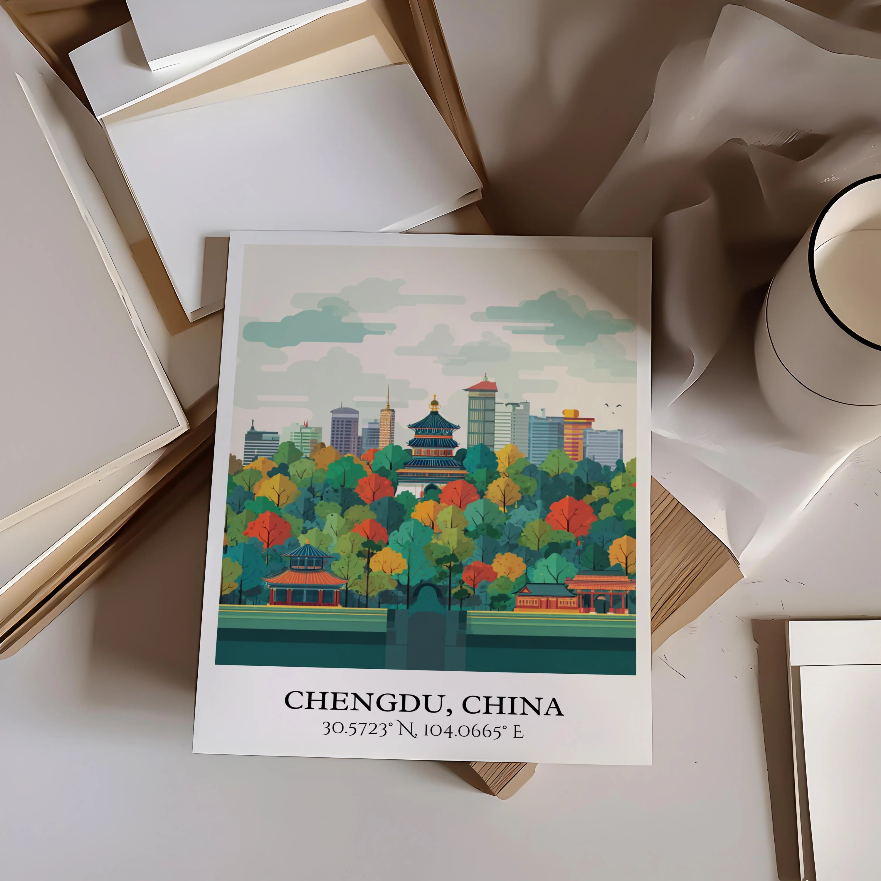 Chengdu, China – Watercolor Art Print - Image 4