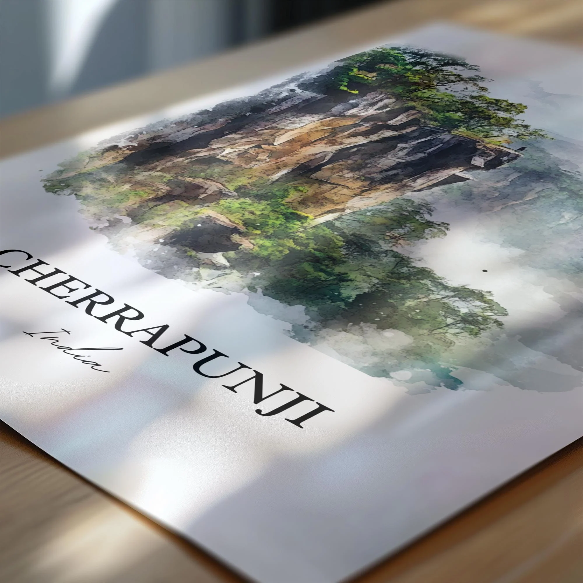 Cherrapunji, India – Watercolor Art Print - Image 2
