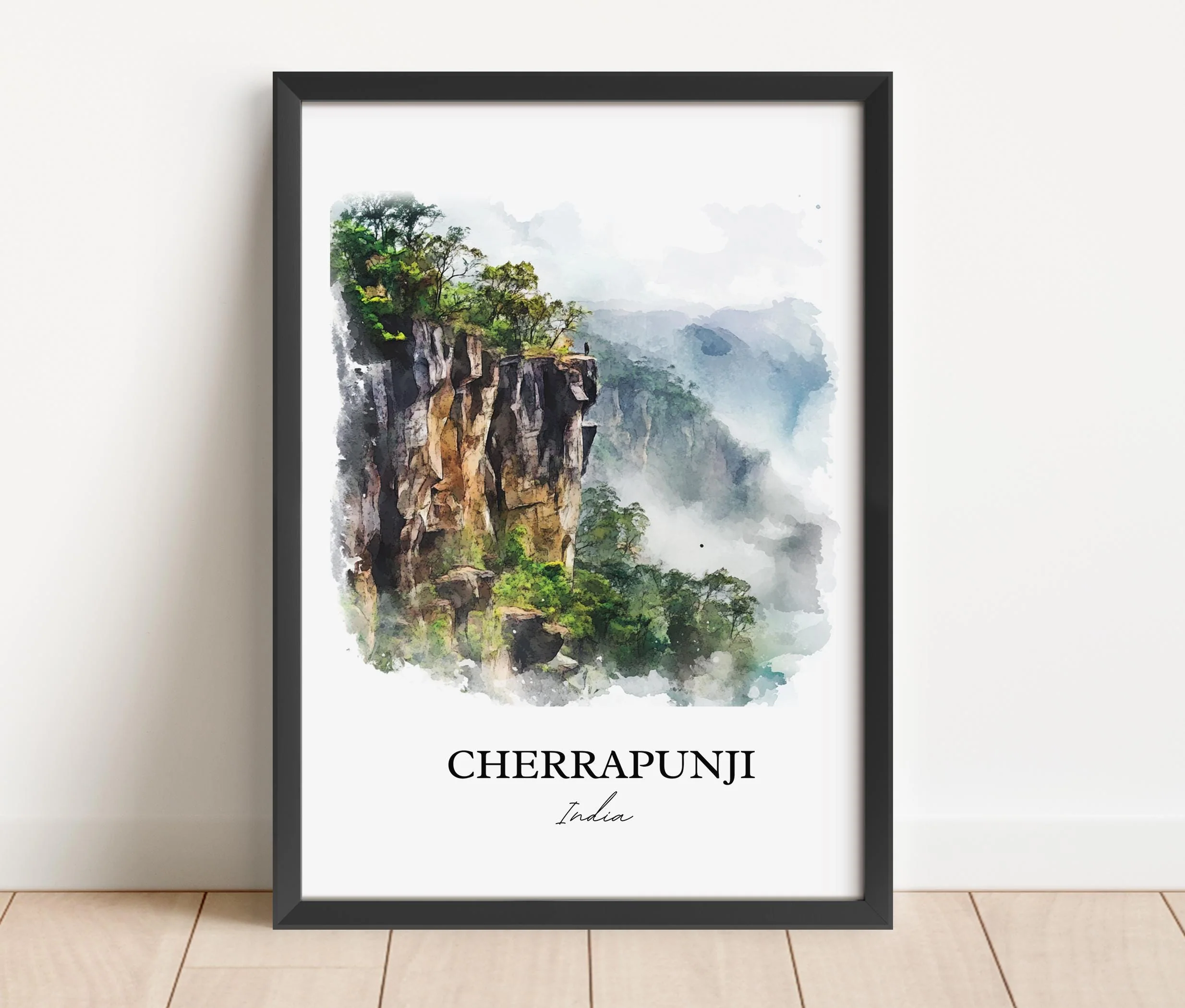 Cherrapunji, India – Watercolor Art Print - Image 6