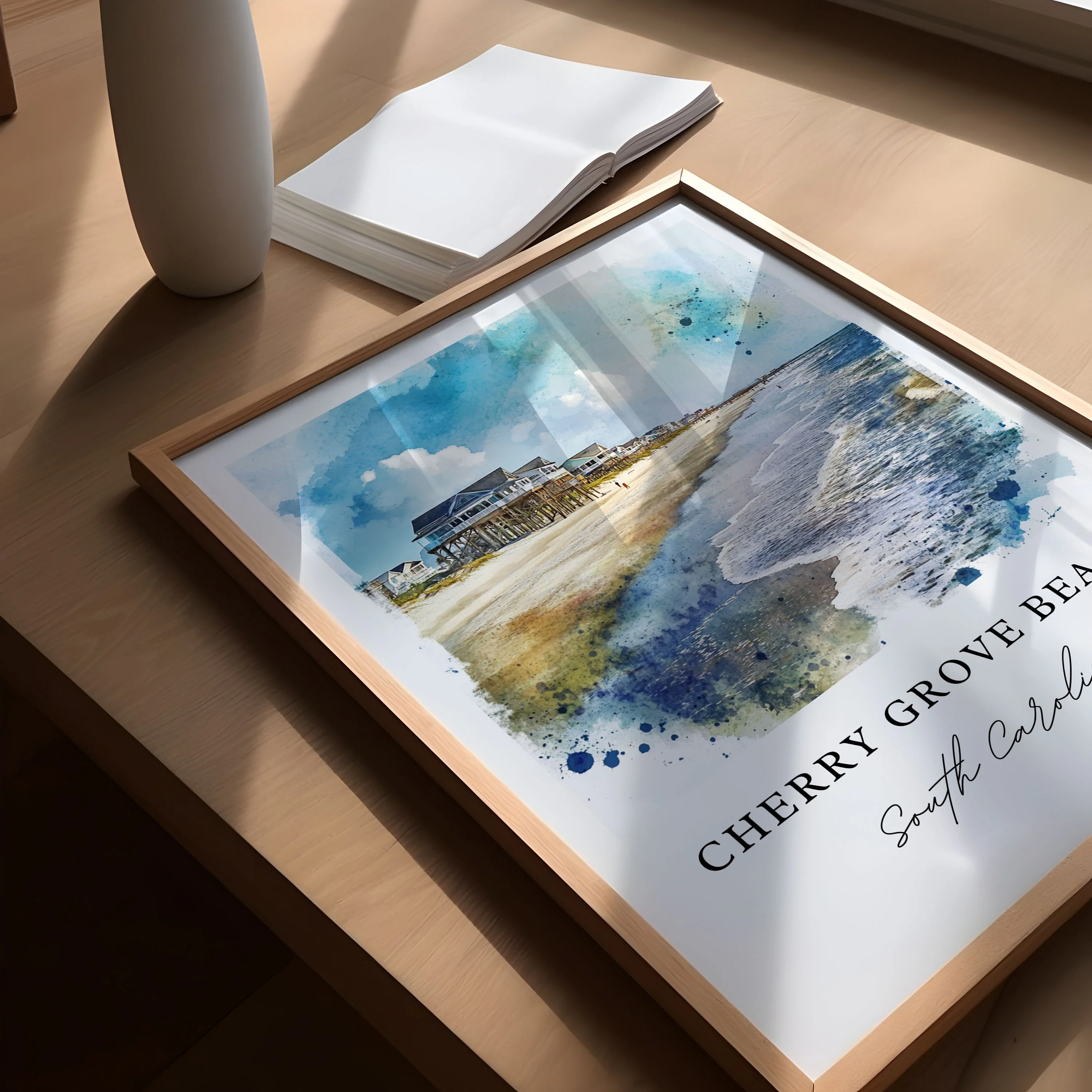 Cherry Grove Beach, SC, USA – Watercolor Art Print - Image 3
