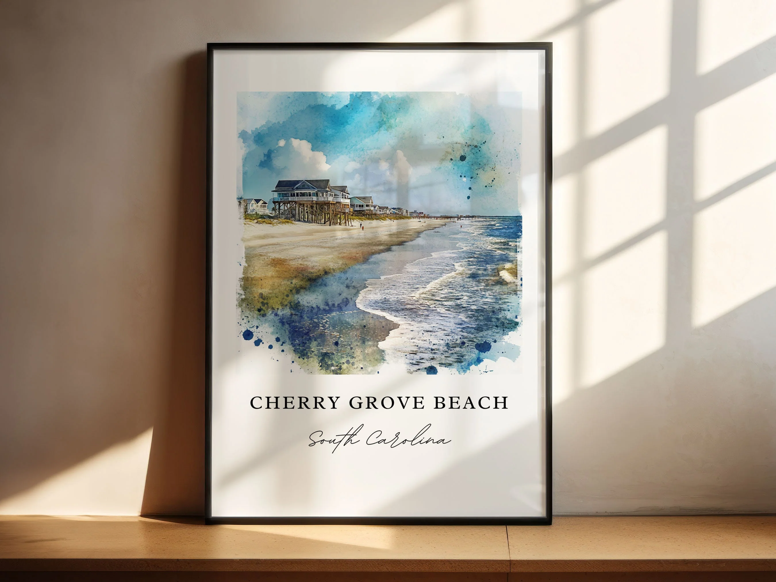 Cherry Grove Beach, SC, USA – Watercolor Art Print - Image 4