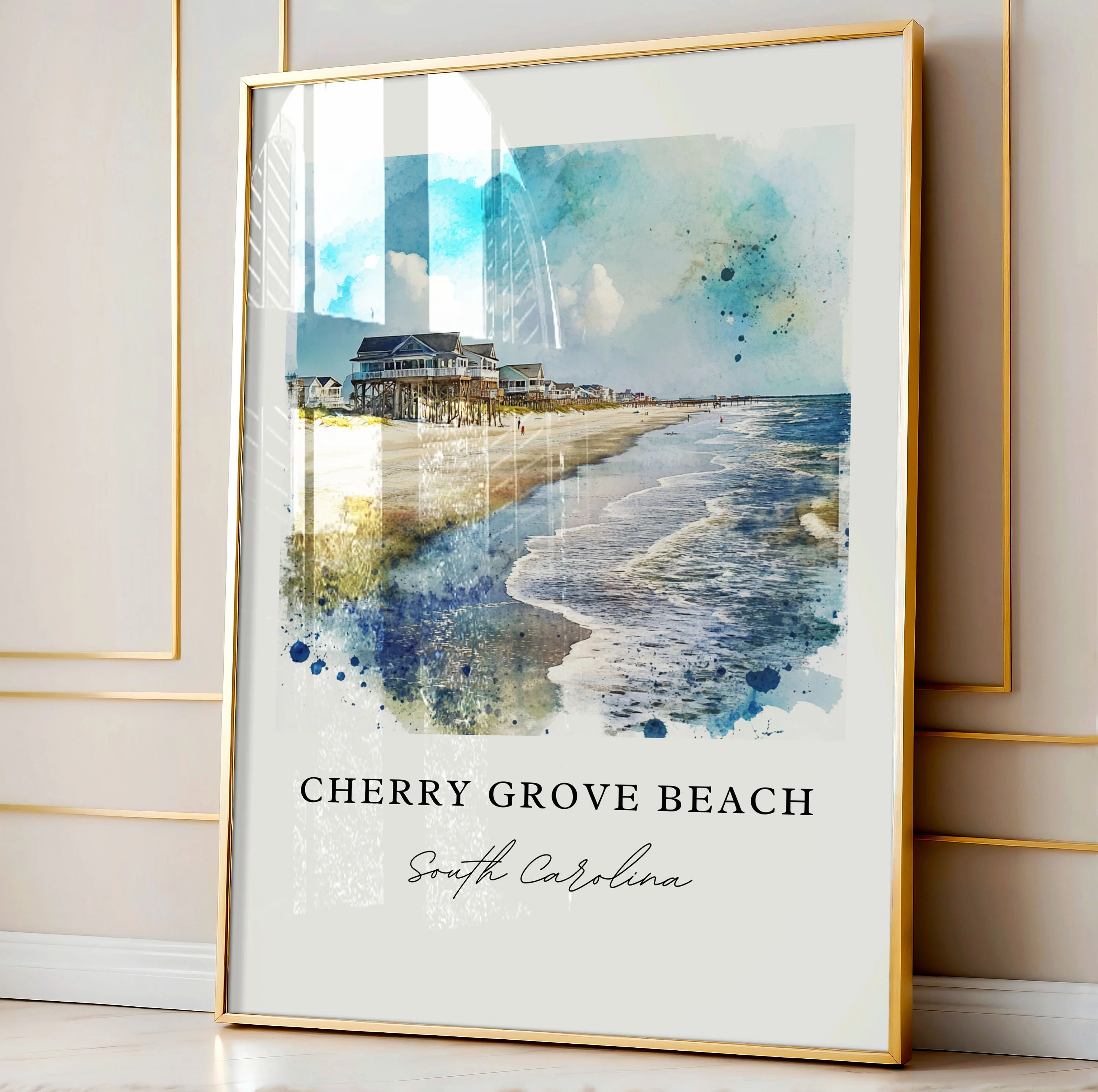 Cherry Grove Beach, SC, USA – Watercolor Art Print - Image 5