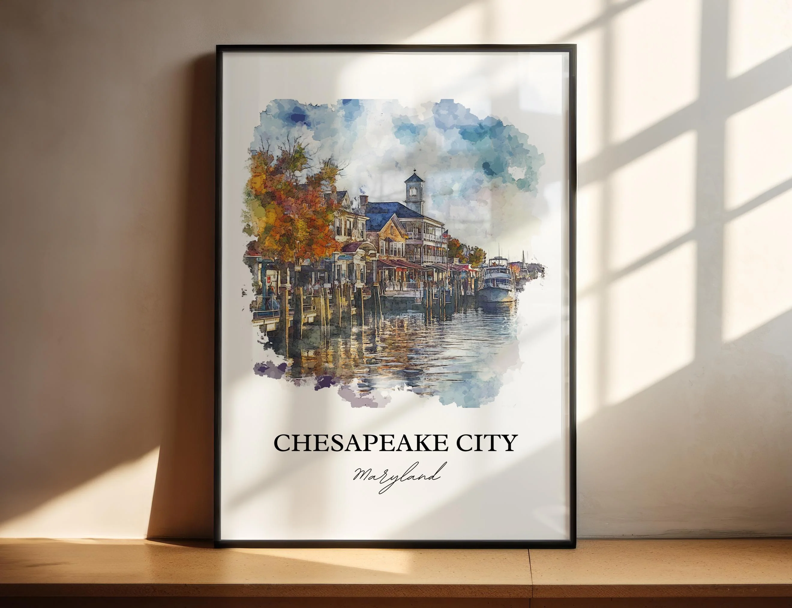 Chesapeake City, Maryland, USA – Watercolor Art Print