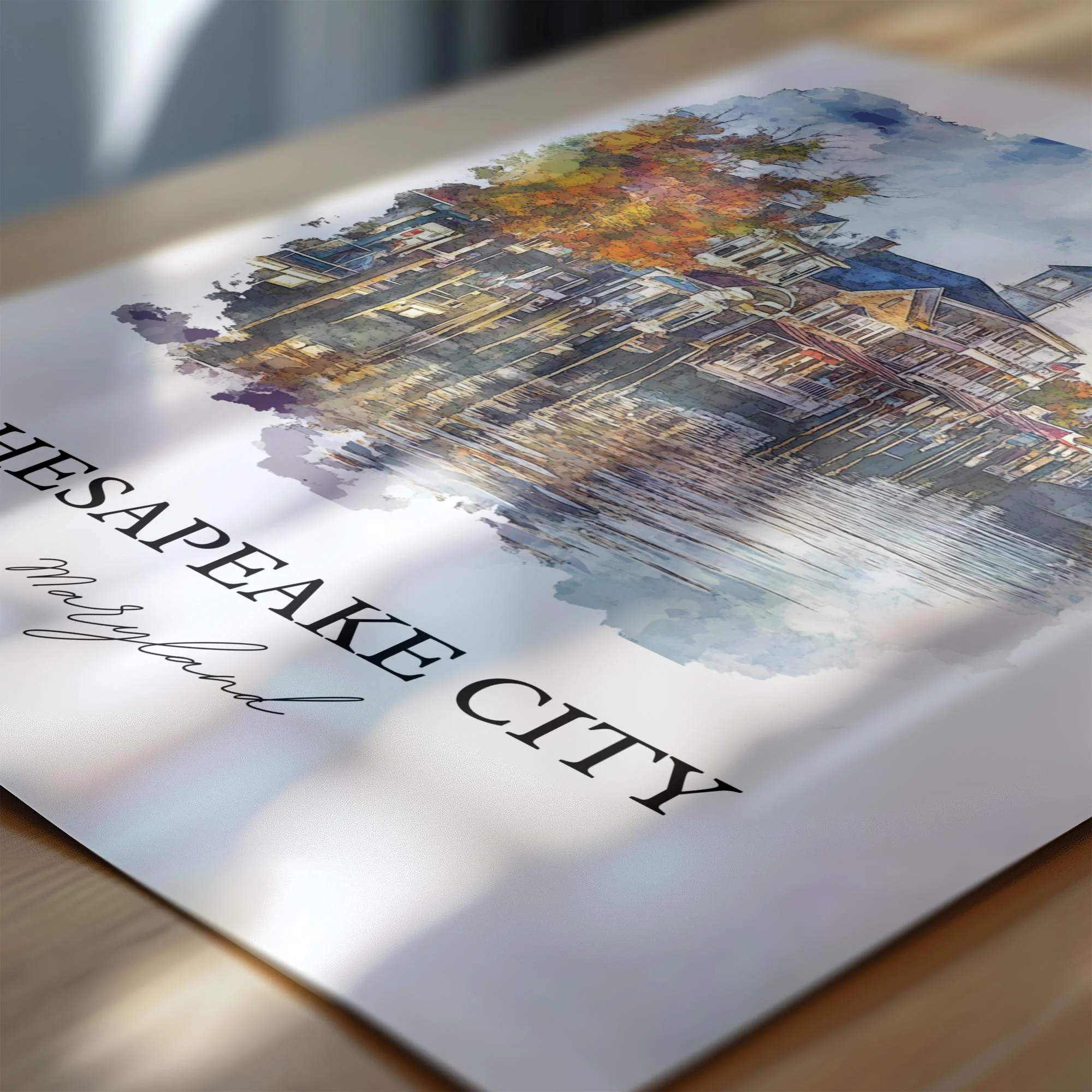 Chesapeake City, Maryland, USA – Watercolor Art Print - Image 2
