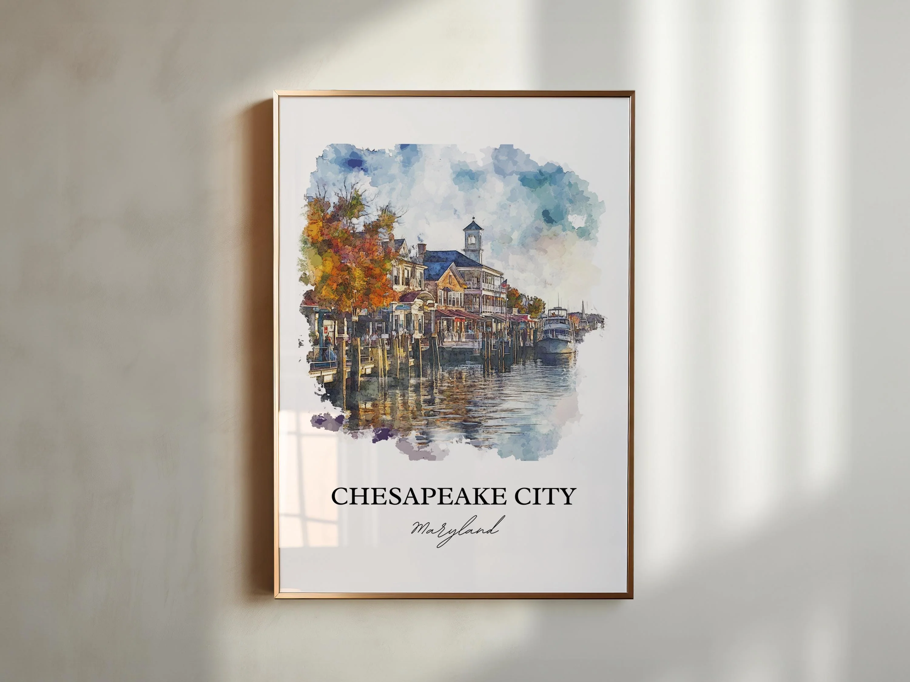 Chesapeake City, Maryland, USA – Watercolor Art Print - Image 6