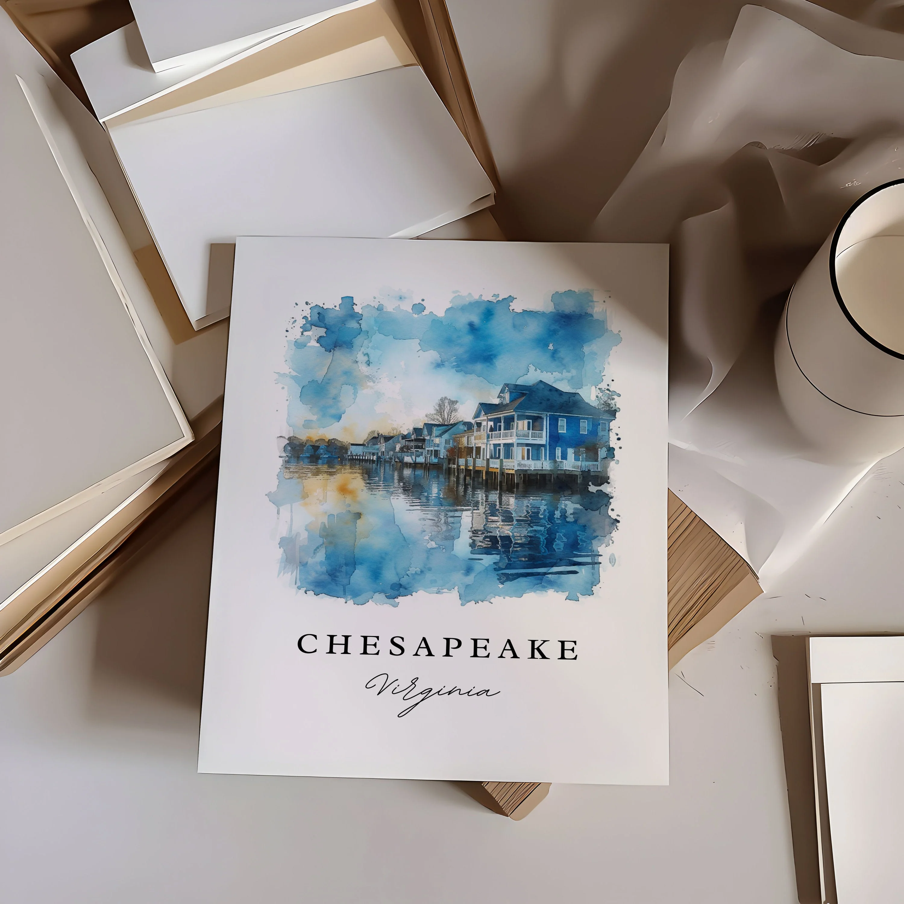 Chesapeake, Virginia, Virginia – Watercolor Art Print - Image 2