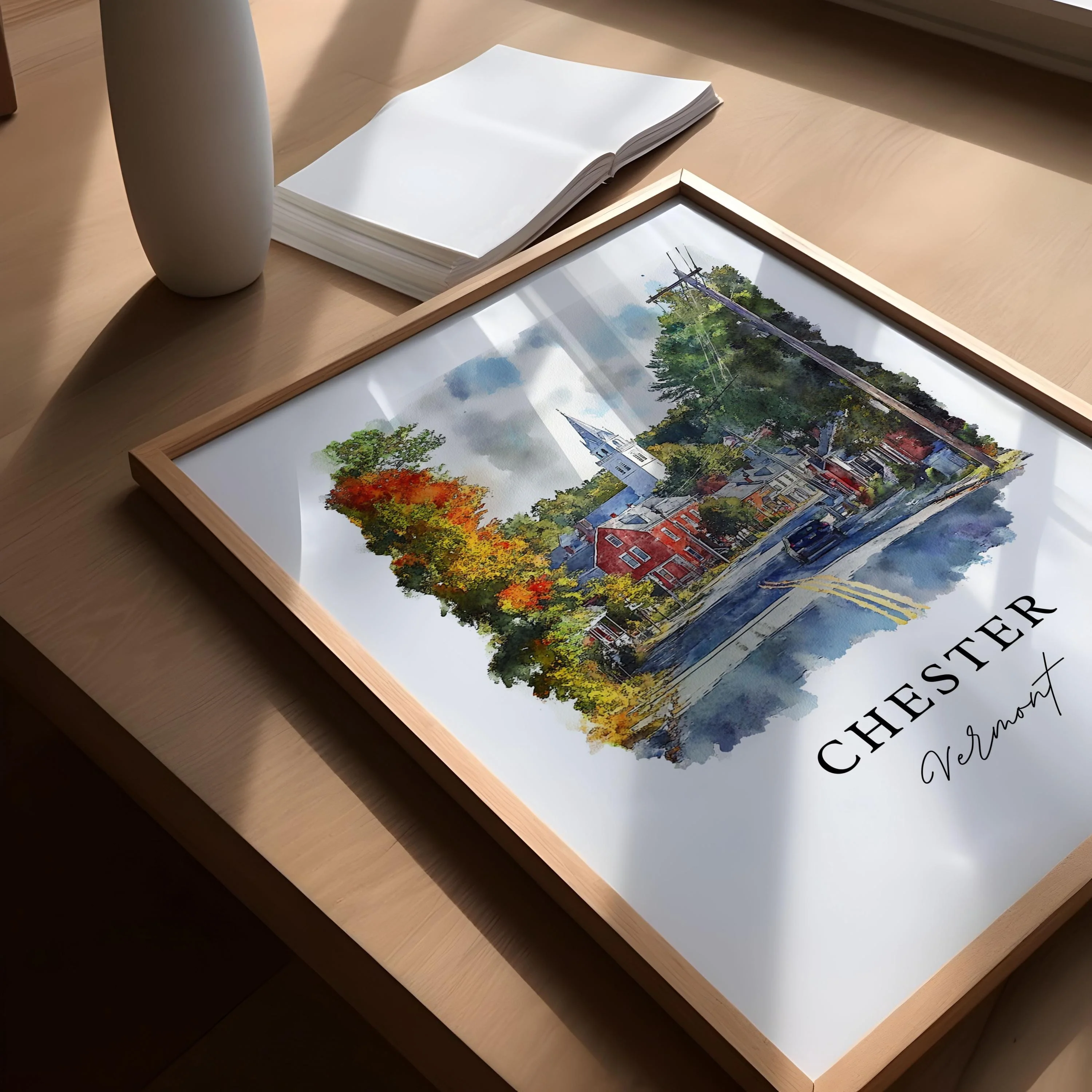 Chester, Vermont – Watercolor Art Print - Image 3