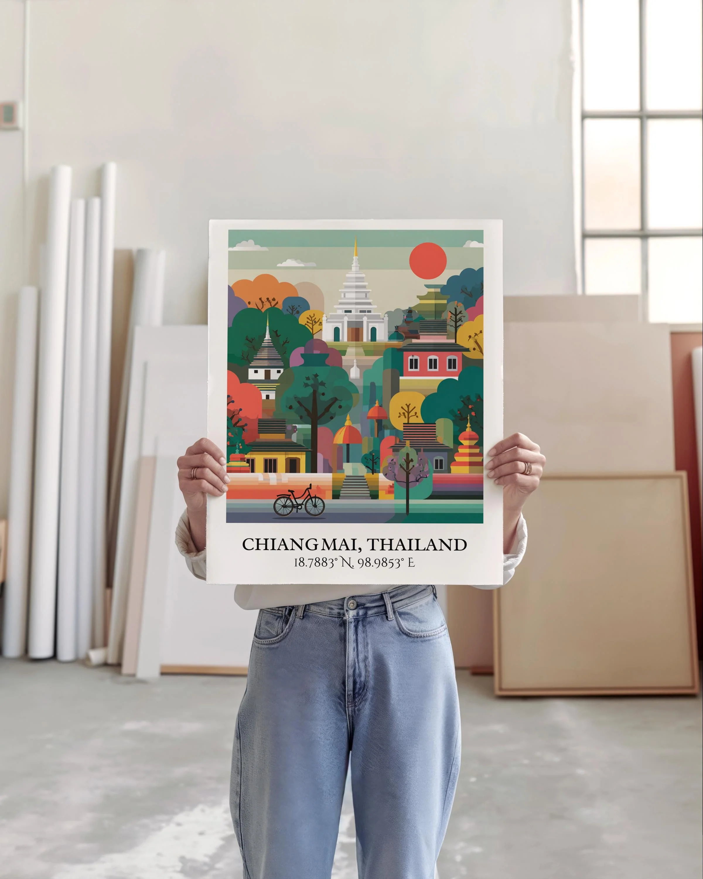 Chiang Mai, Thailand – Watercolor Art Print - Image 3