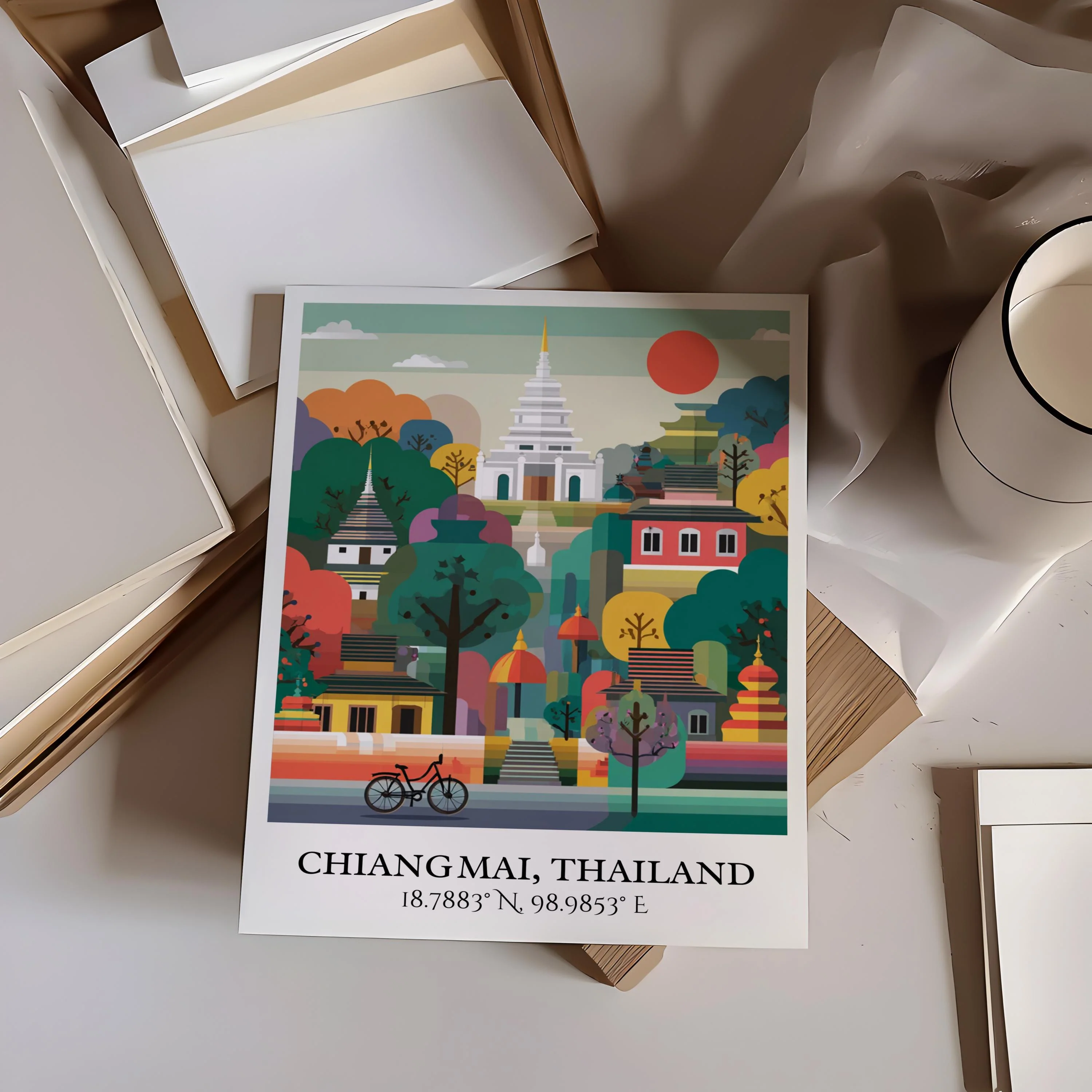 Chiang Mai, Thailand – Watercolor Art Print - Image 4