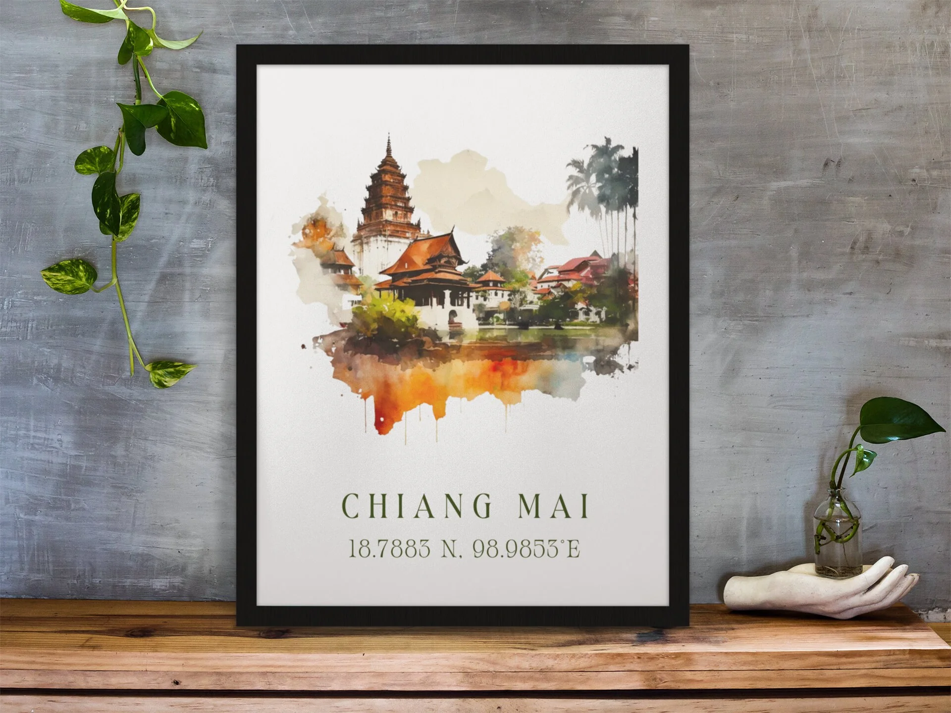 Chiang Mai, Thailand – Watercolor Art Print - Image 2