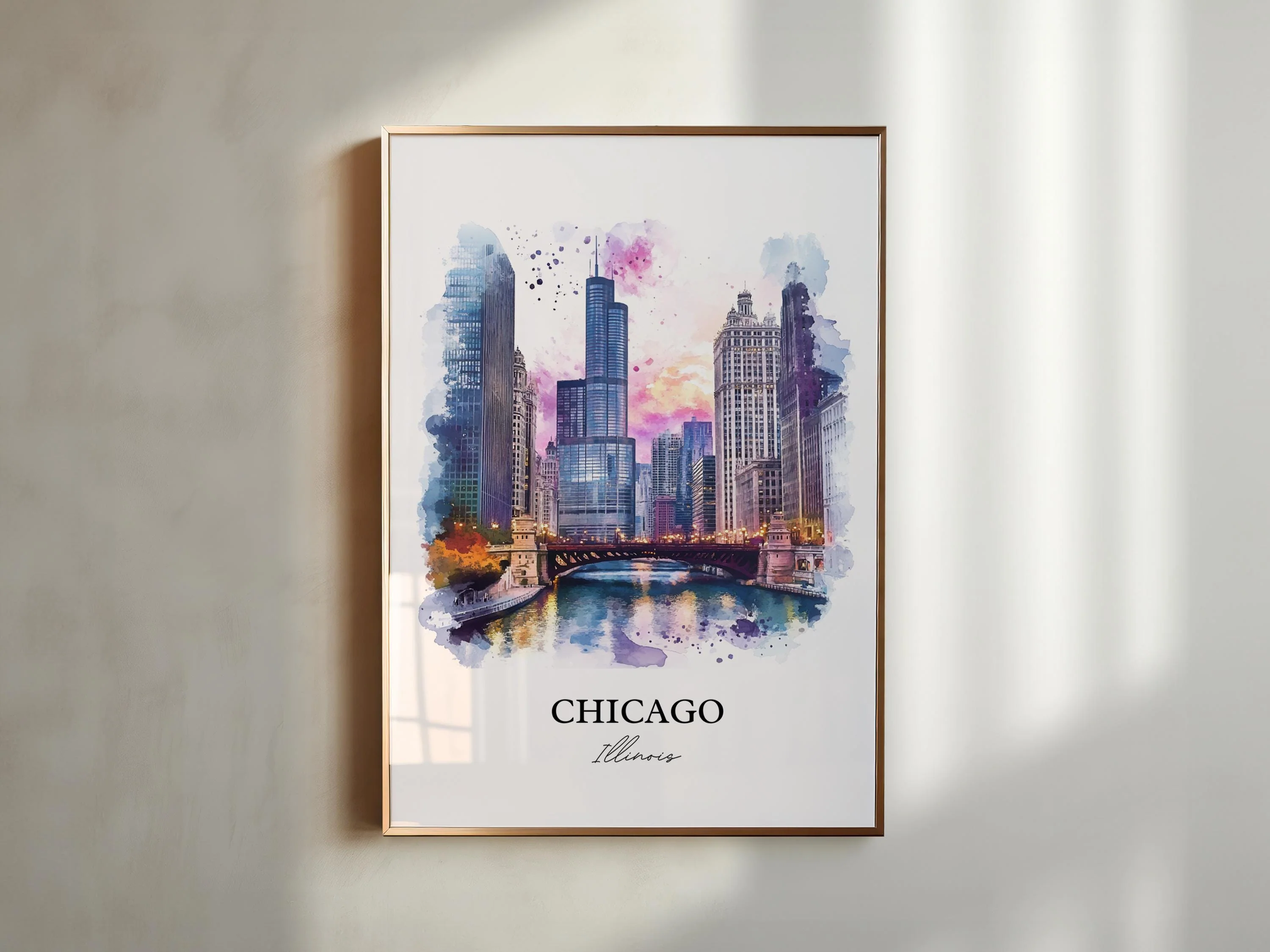 Chicago, Illinois, USA – Watercolor Art Print - Image 3