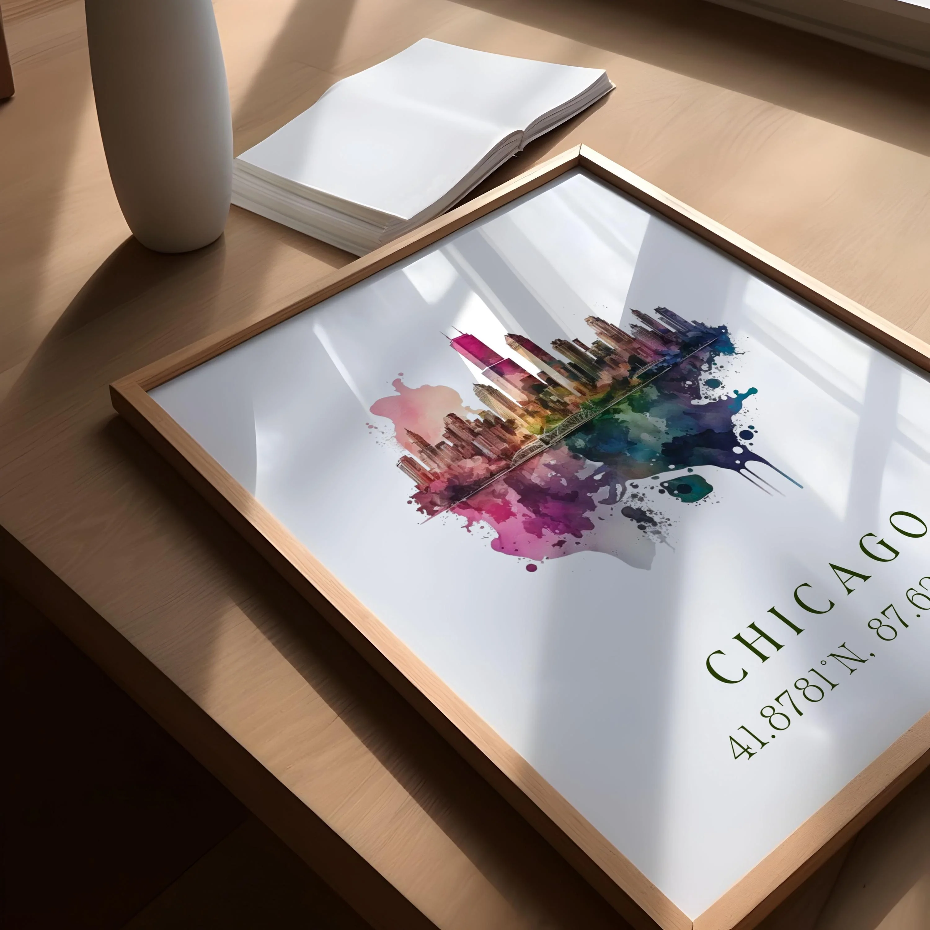 Chicago, Illinois – Watercolor Art Print - Image 3