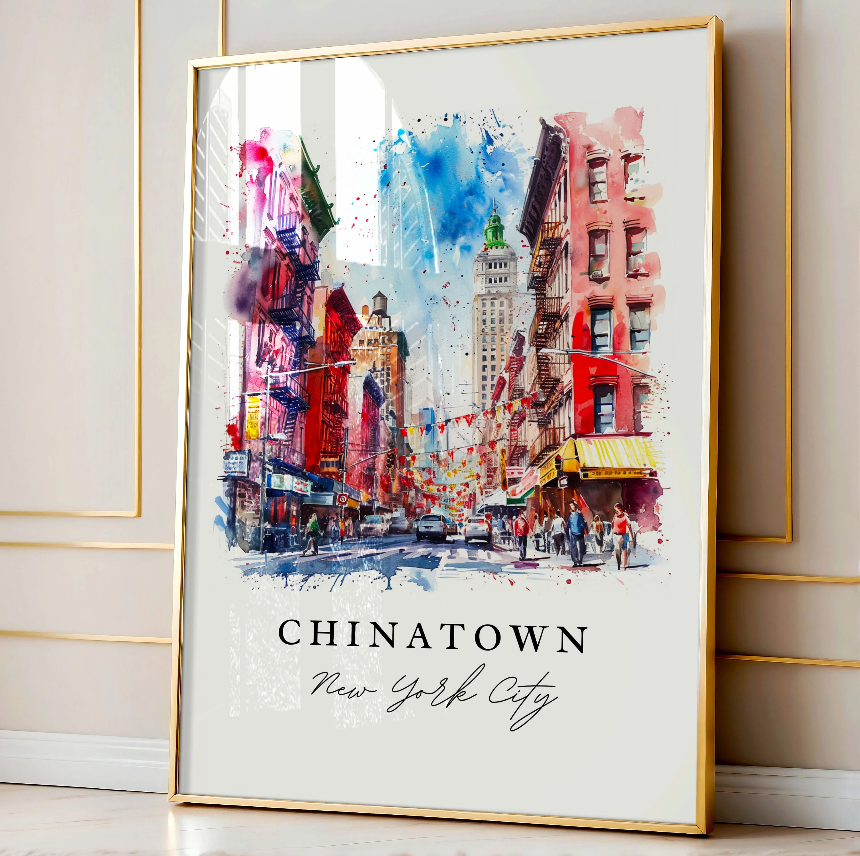 Chinatown, New York City, New York – Watercolor Art Print - Image 4