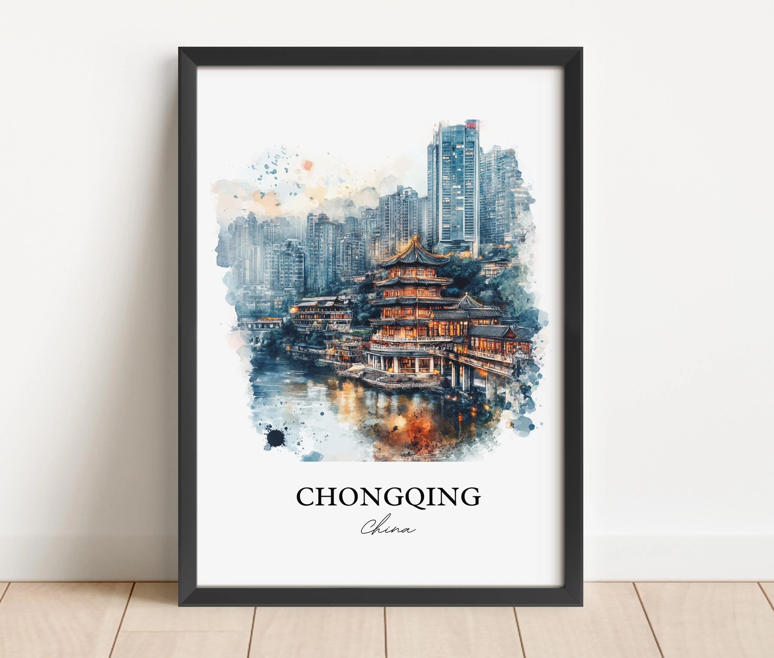 Chongqing, China – Watercolor Art Print of Yangtze River - Image 6