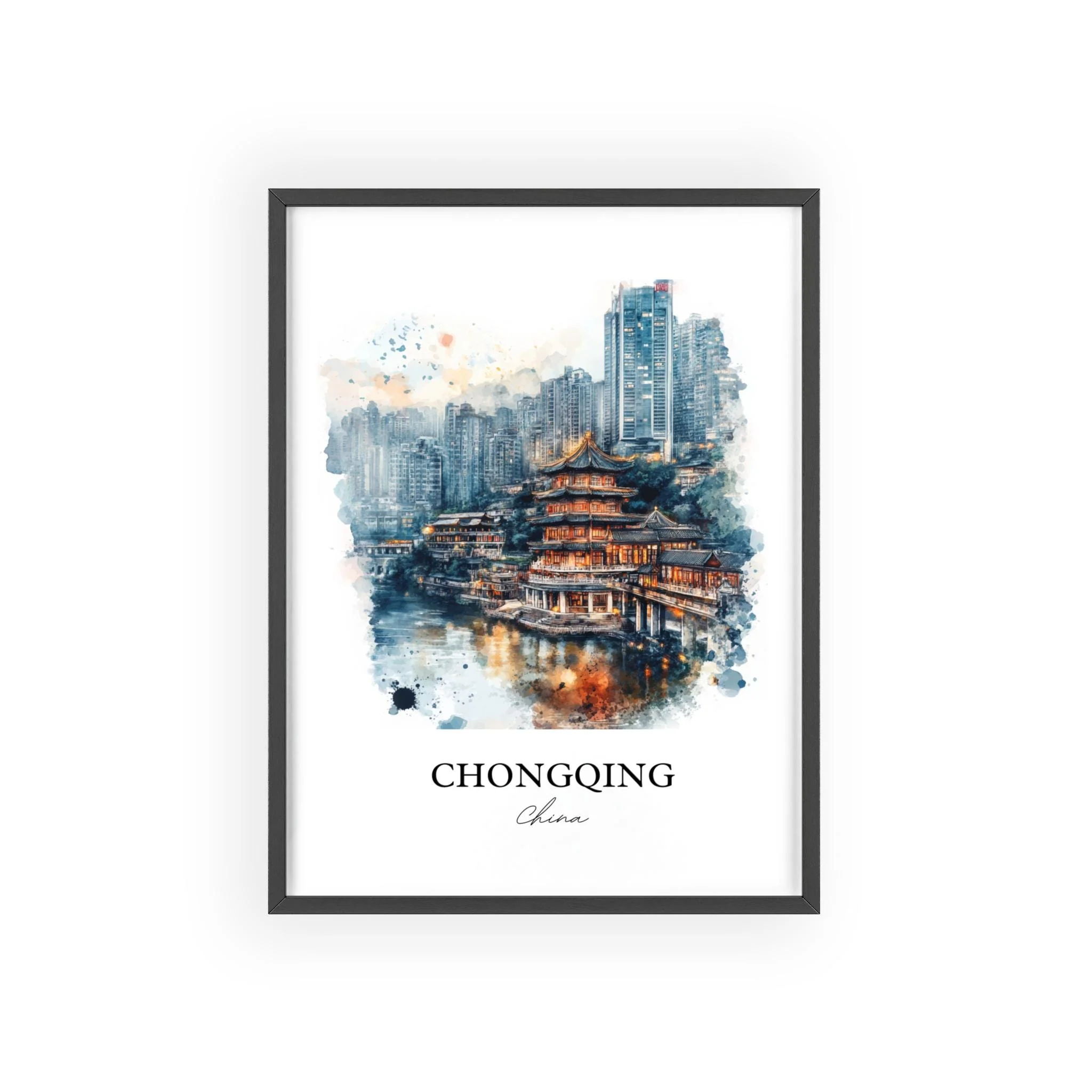 Chongqing, China – Watercolor Art Print of Yangtze River - Image 7