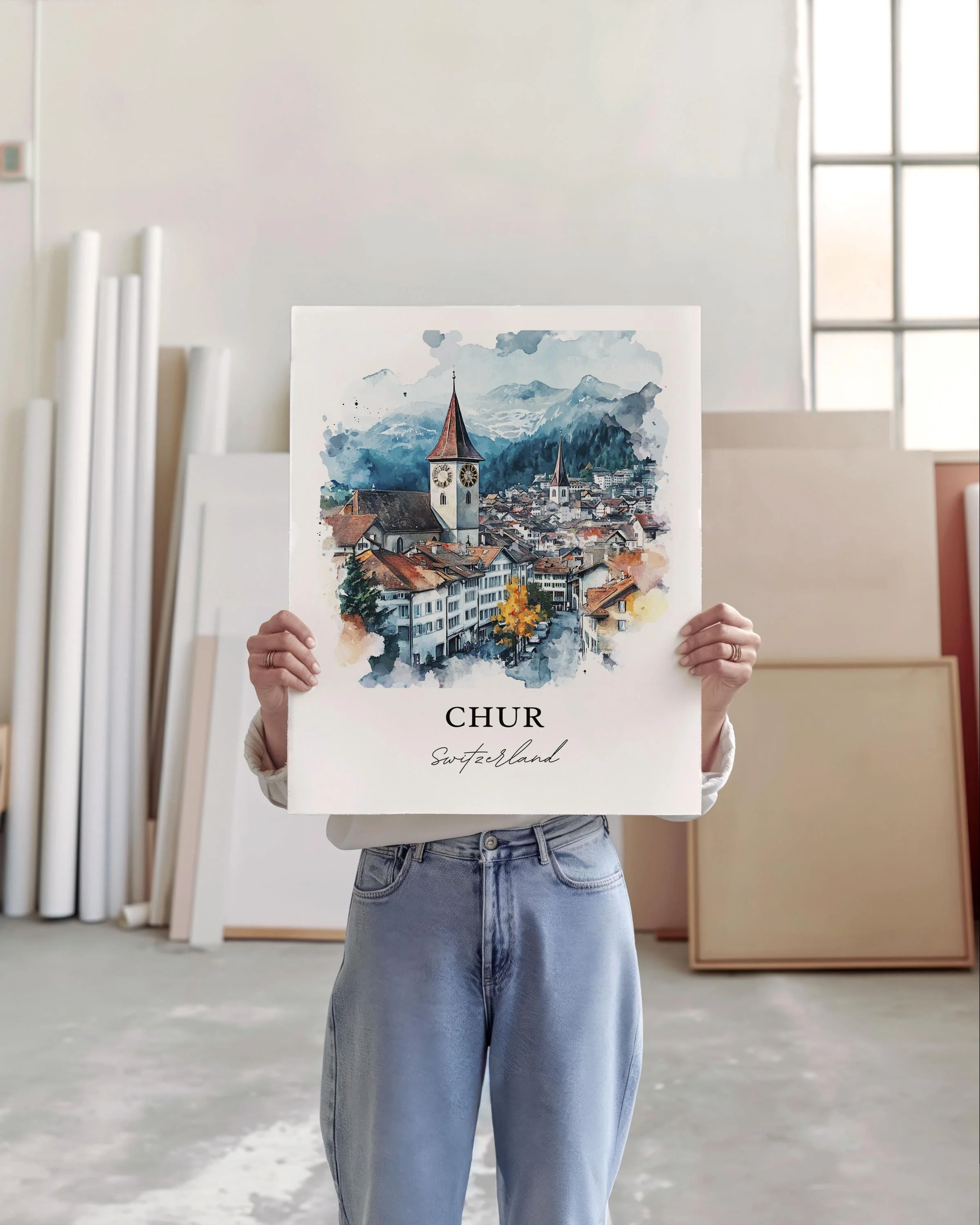 Chur, Switzerland – Watercolor Art Print - Image 5