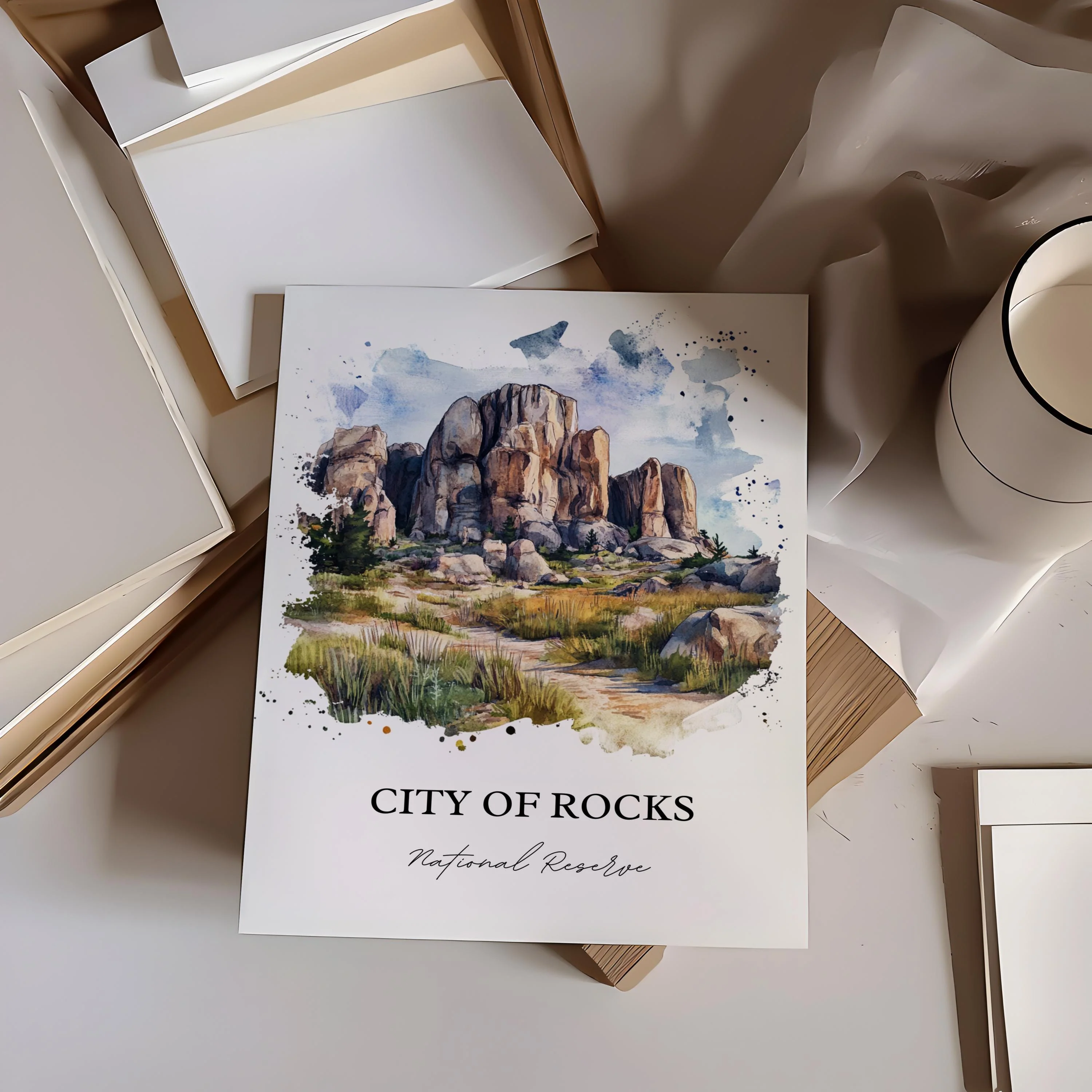 City of Rocks, Idaho, Idaho – Watercolor Art Print - Image 4