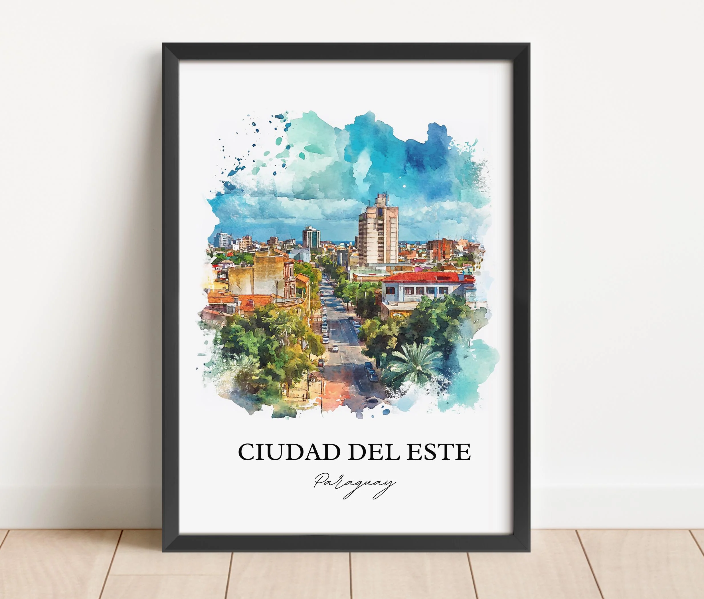 Ciudad del Este, Paraguay – Watercolor Art Print - Image 3