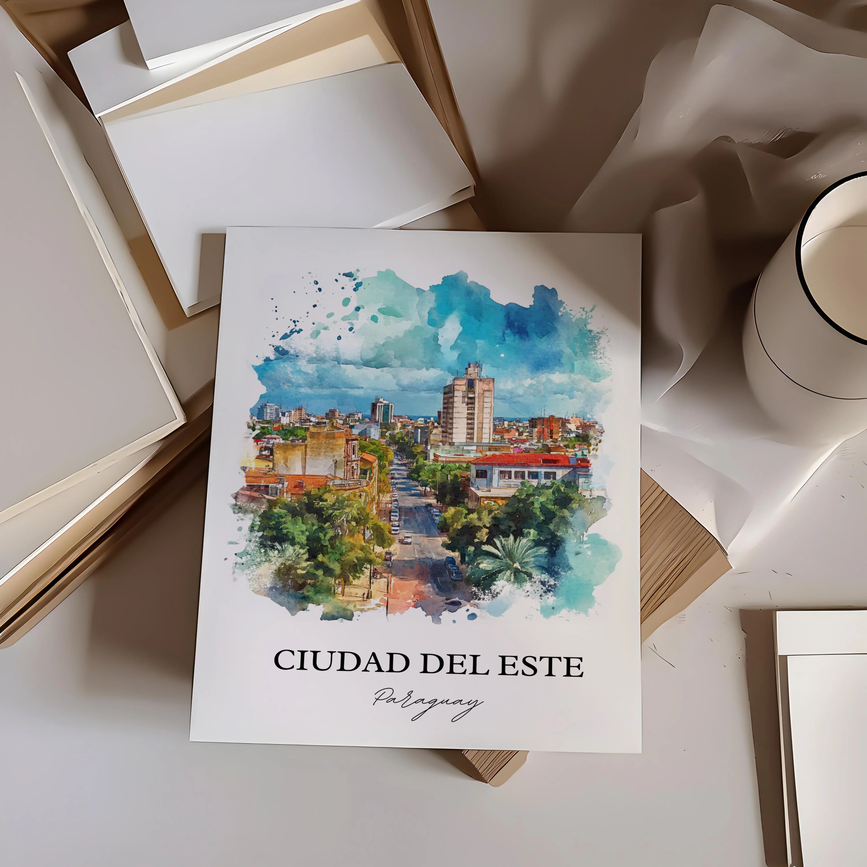 Ciudad del Este, Paraguay – Watercolor Art Print - Image 5