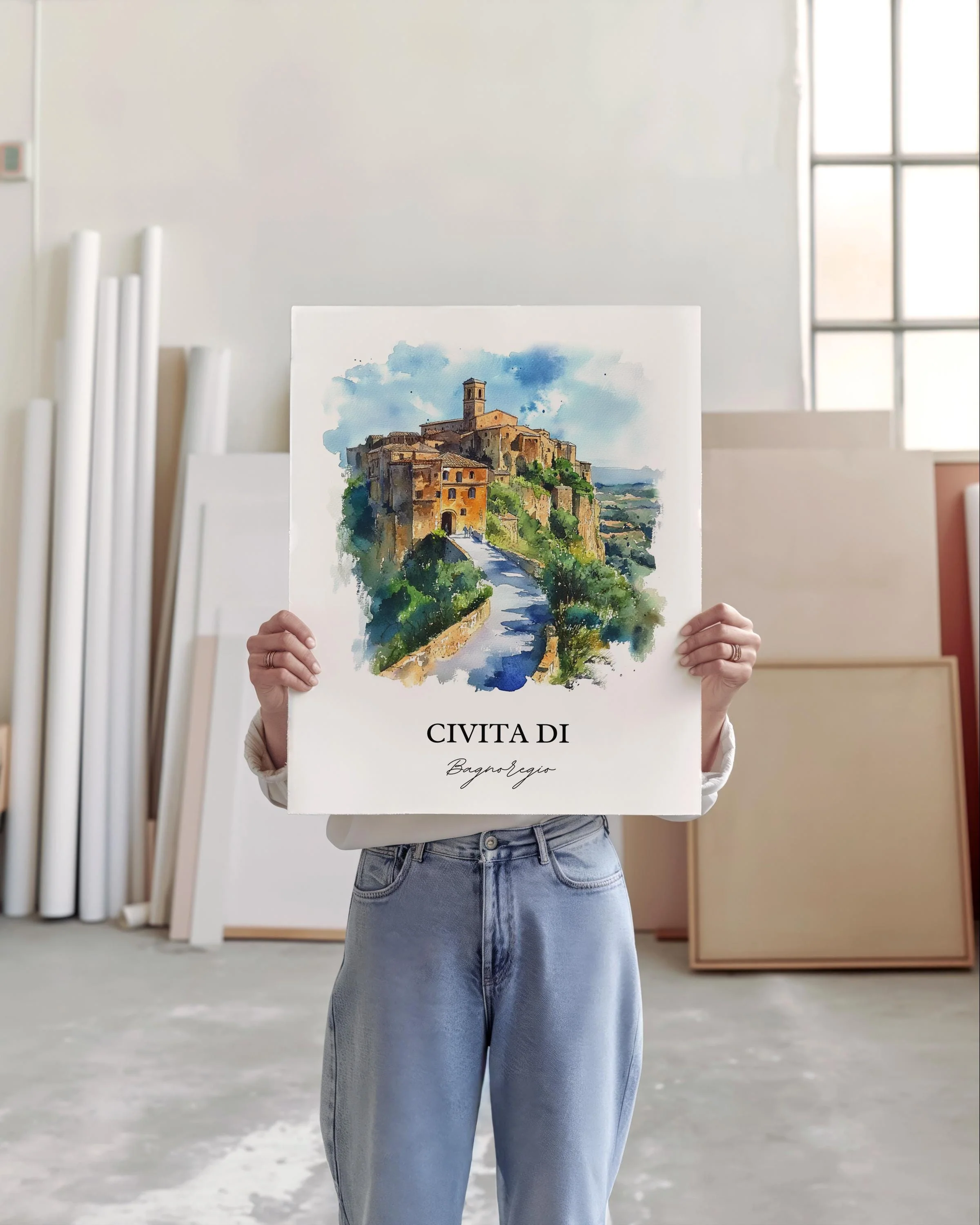 Civita di Bagnoregio, Italy – Watercolor Art Print - Image 4