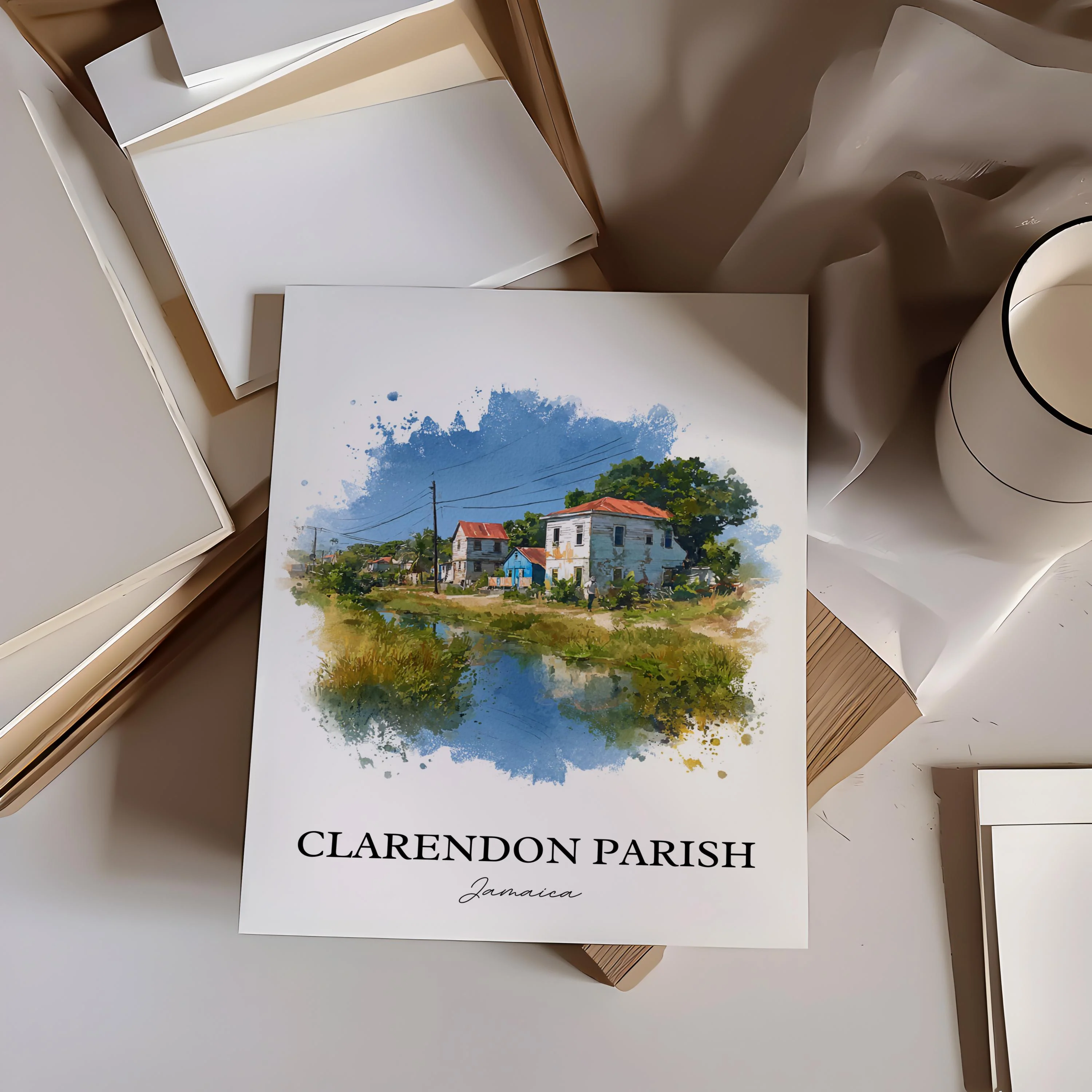 Clarendon, Jamaica – Watercolor Art Print - Image 6