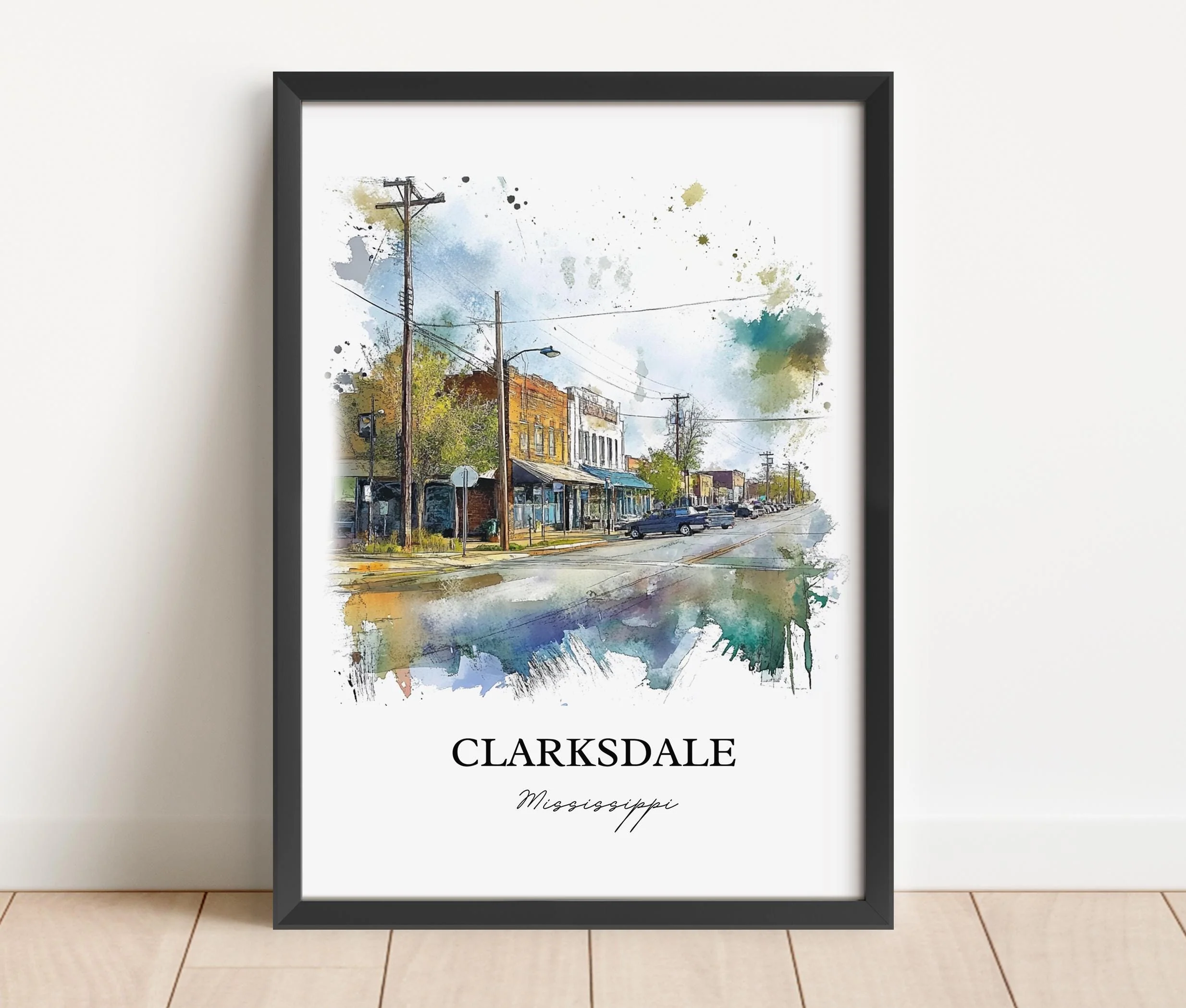 Clarksdale, MS, USA – Watercolor Art Print - Image 2