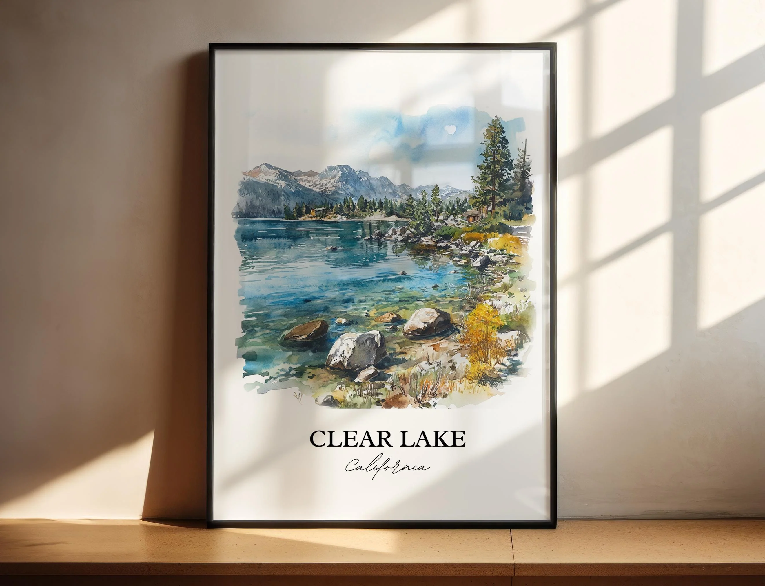 Clear Lake, CA, USA – Watercolor Art Print