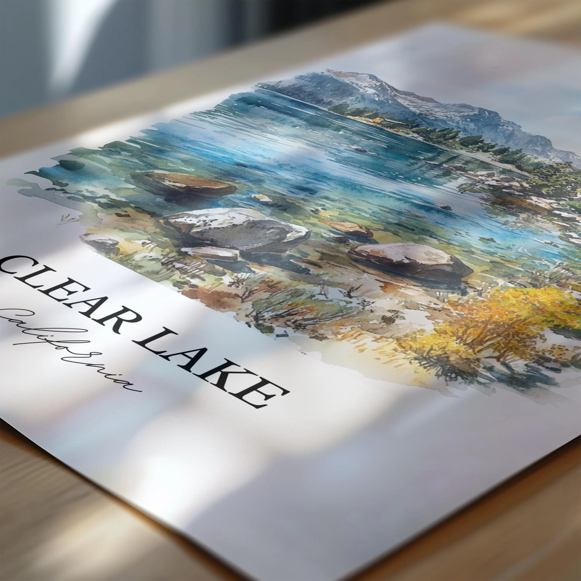 Clear Lake, CA, USA – Watercolor Art Print - Image 2