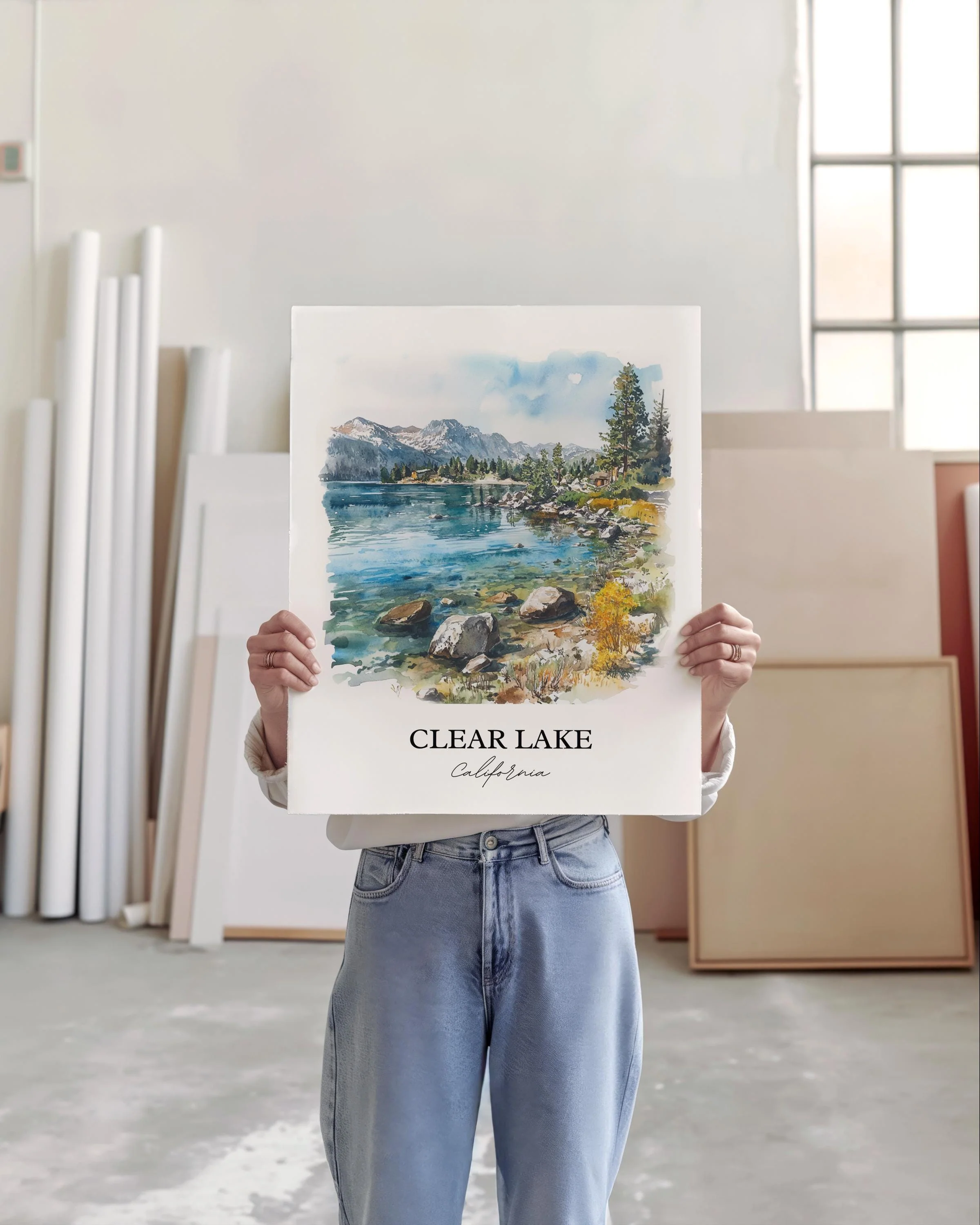 Clear Lake, CA, USA – Watercolor Art Print - Image 4